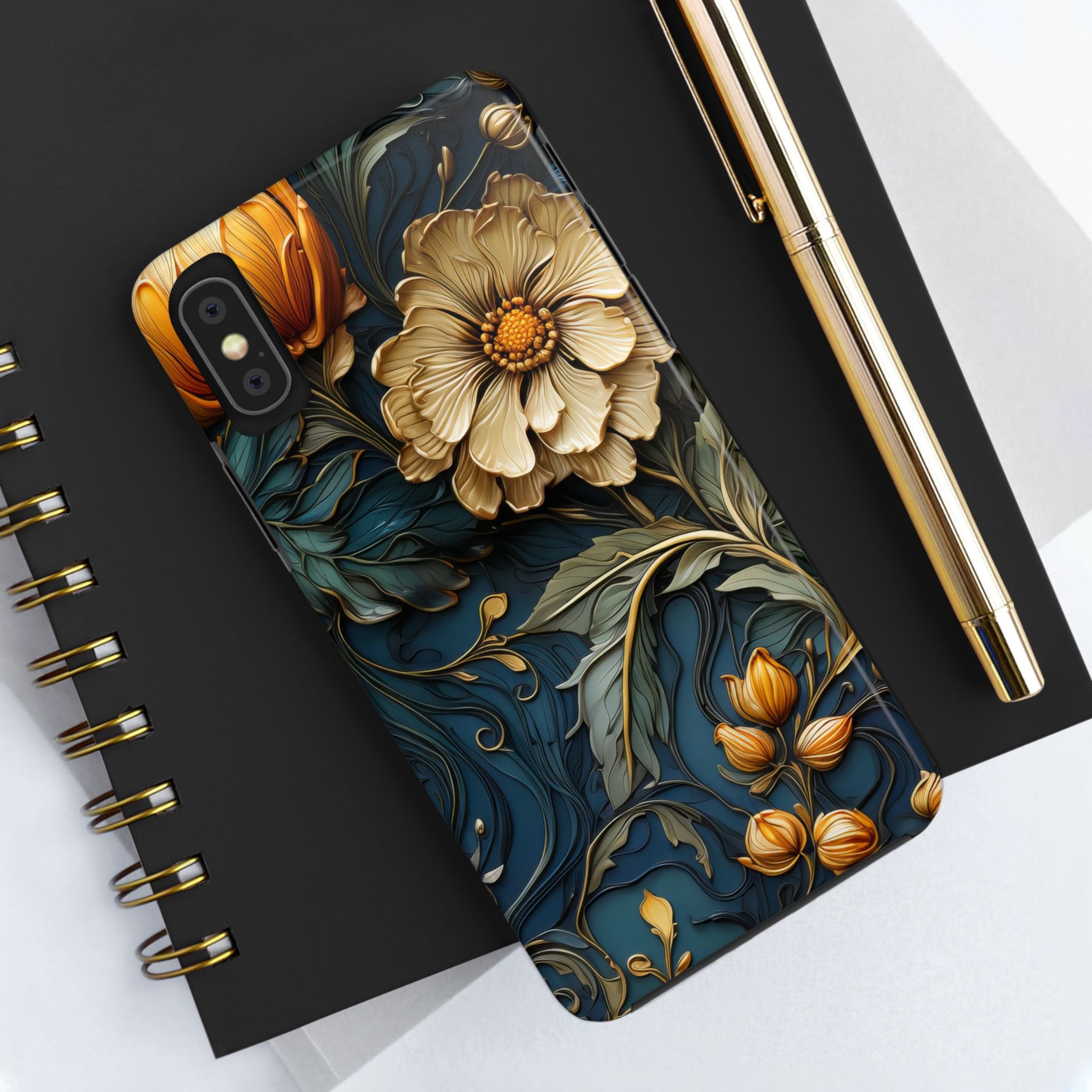 textured-art-nouveau-floral-tough-phone-case-cottagecore-iphone-case-unique-floral-phone-cover-vintage-style-iphone-case-prot
