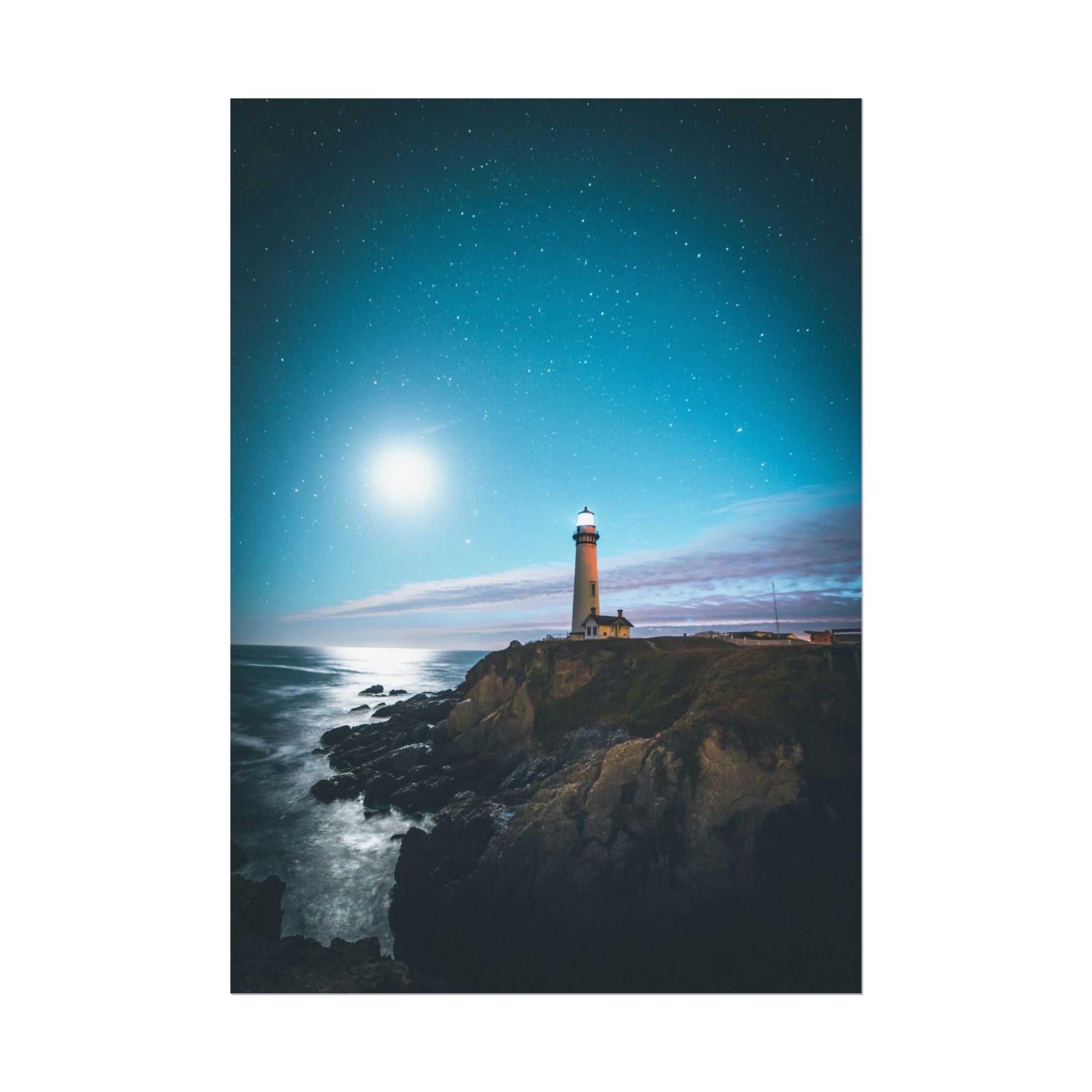 lighthouse-on-rock-poster-print-coastal-wall-art-nautical-wall-decor-beach-house-decoration-seaside-wall-ocean-wall-art
