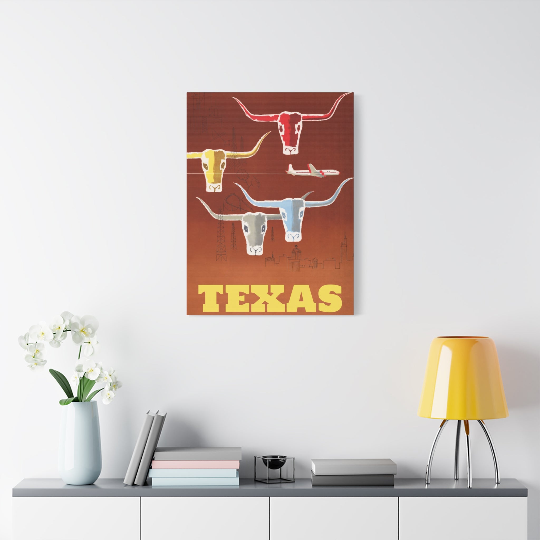 canvas-print-texas-travel-wall-art-texas-decor-longhorn-skull-matte-stretched-artwork-texas-gift-lone-star-state-souvenir