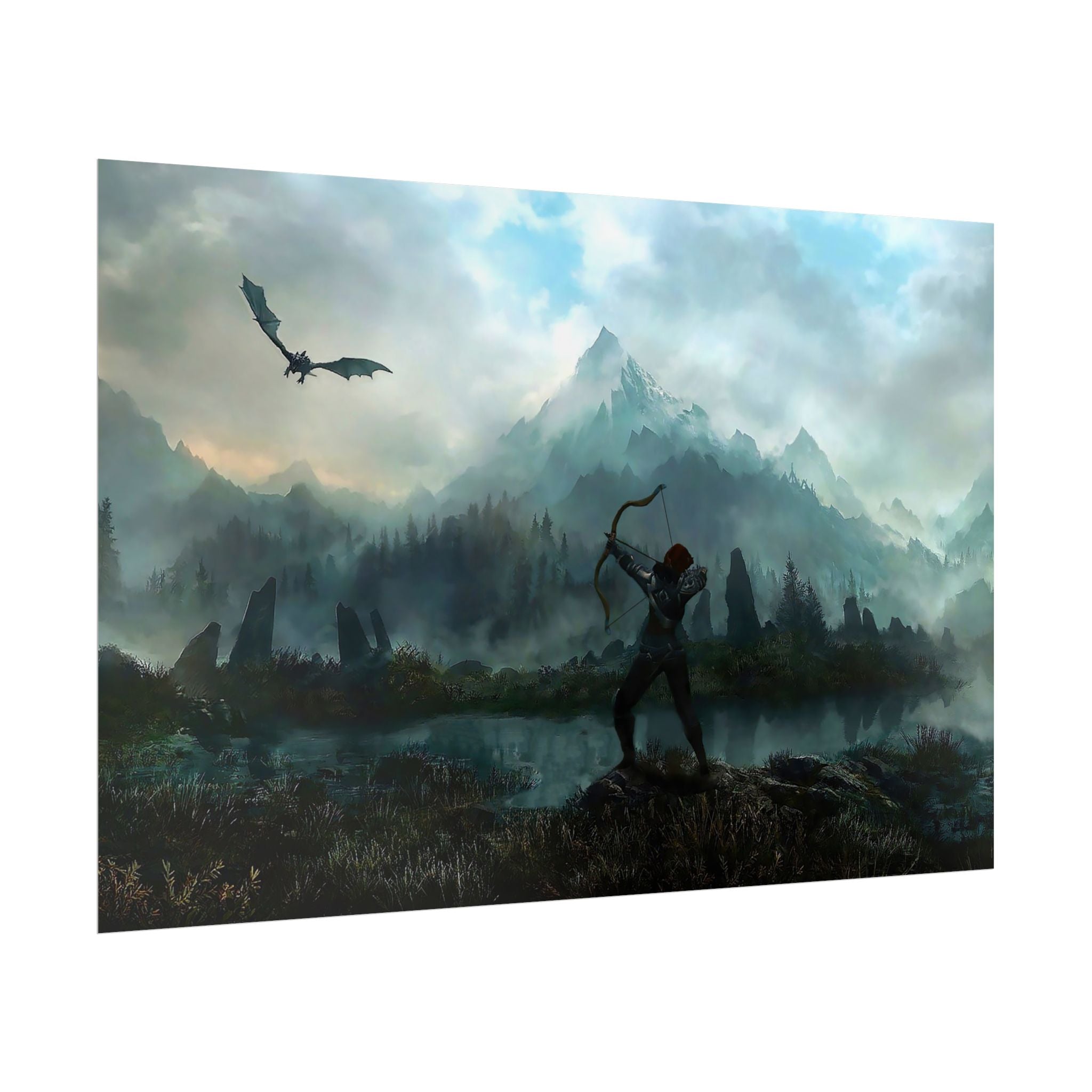 the-elder-scrolls-skyrim-aela-poster-wall-art-dragon-and-artcher-viking-game-poster-print-room-decor-warrior-g