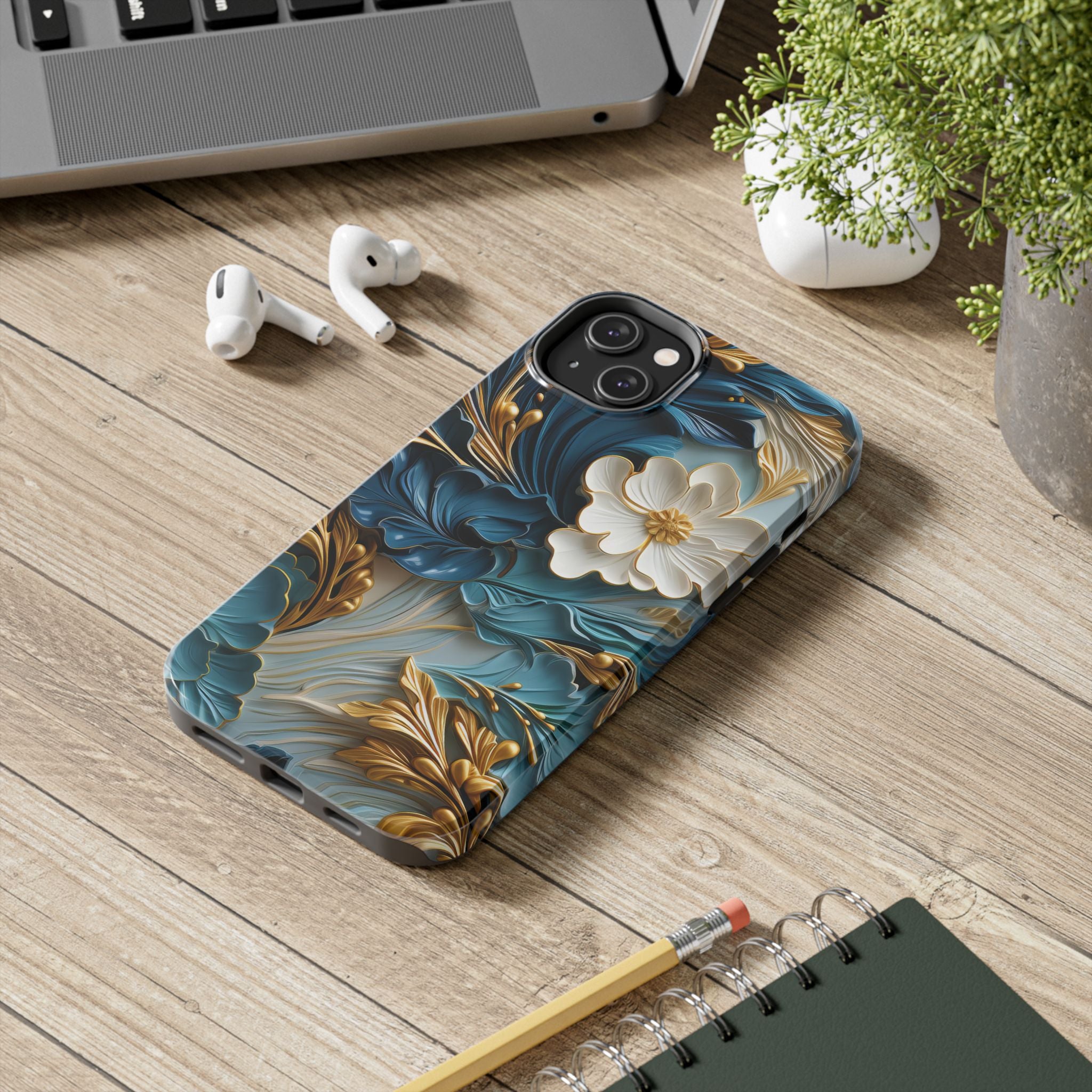 textured-art-nouveau-floral-tough-phone-case-cottagecore-iphone-case-unique-floral-phone-cover-vintage-style-iphone-case-prot