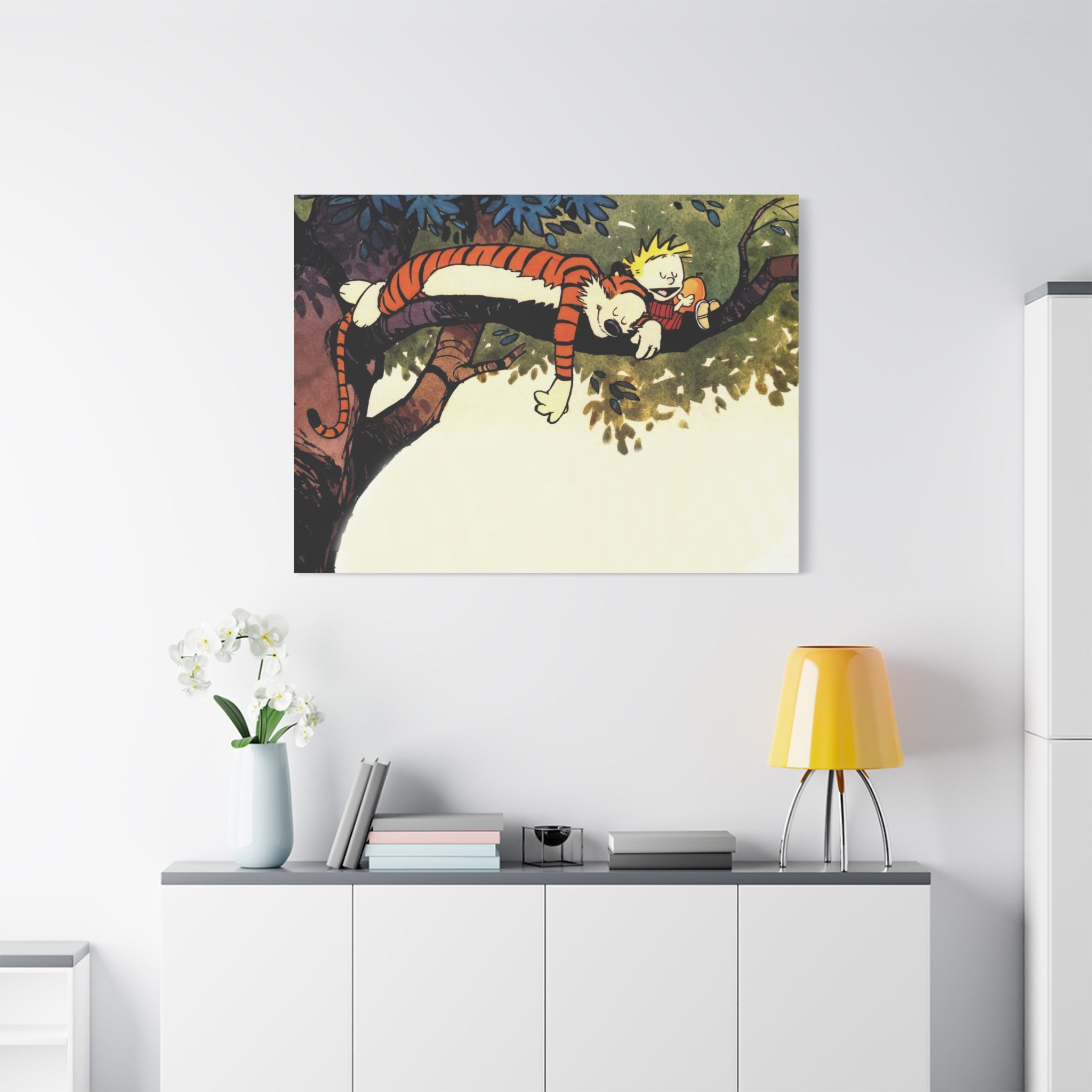 Calvin and Hobbes Canvas Wall Art - Nostalgic Comic Book Poster for Kids Room & Nursery Room Decor - Adventure Theme Print