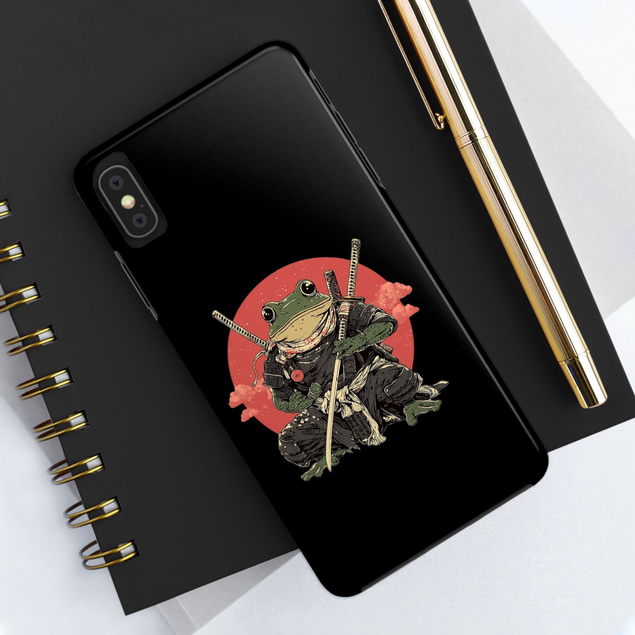 retro-vintage-ninja-frog-iphone-tough-case-red-sun-japanese-samurai-frog-design-ninja-warrior-black-iphone-hard-cover