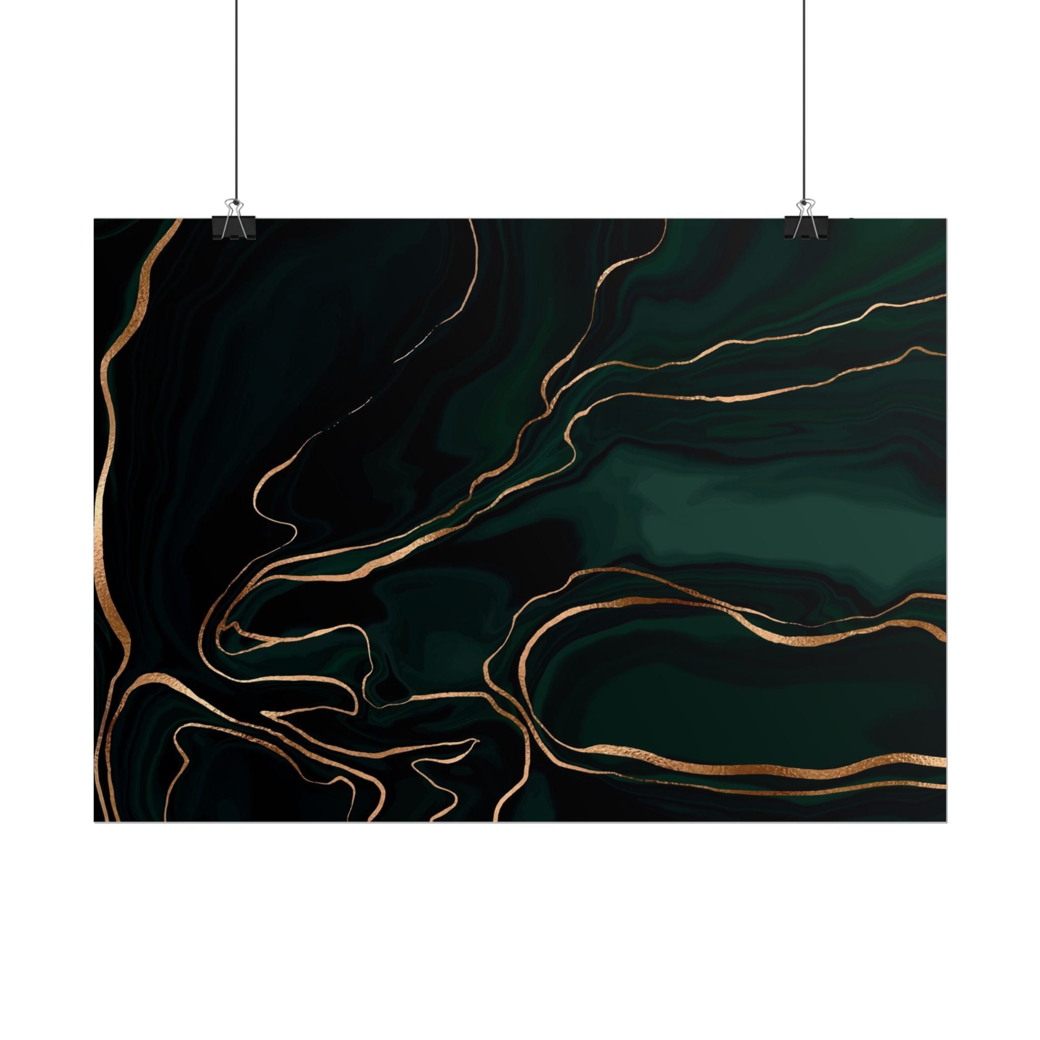 Abstract Green Gold Poster Print - Wall Art, Home Decor, Office Decor, Green Canvas Bedroom, Modern Art, Green Print