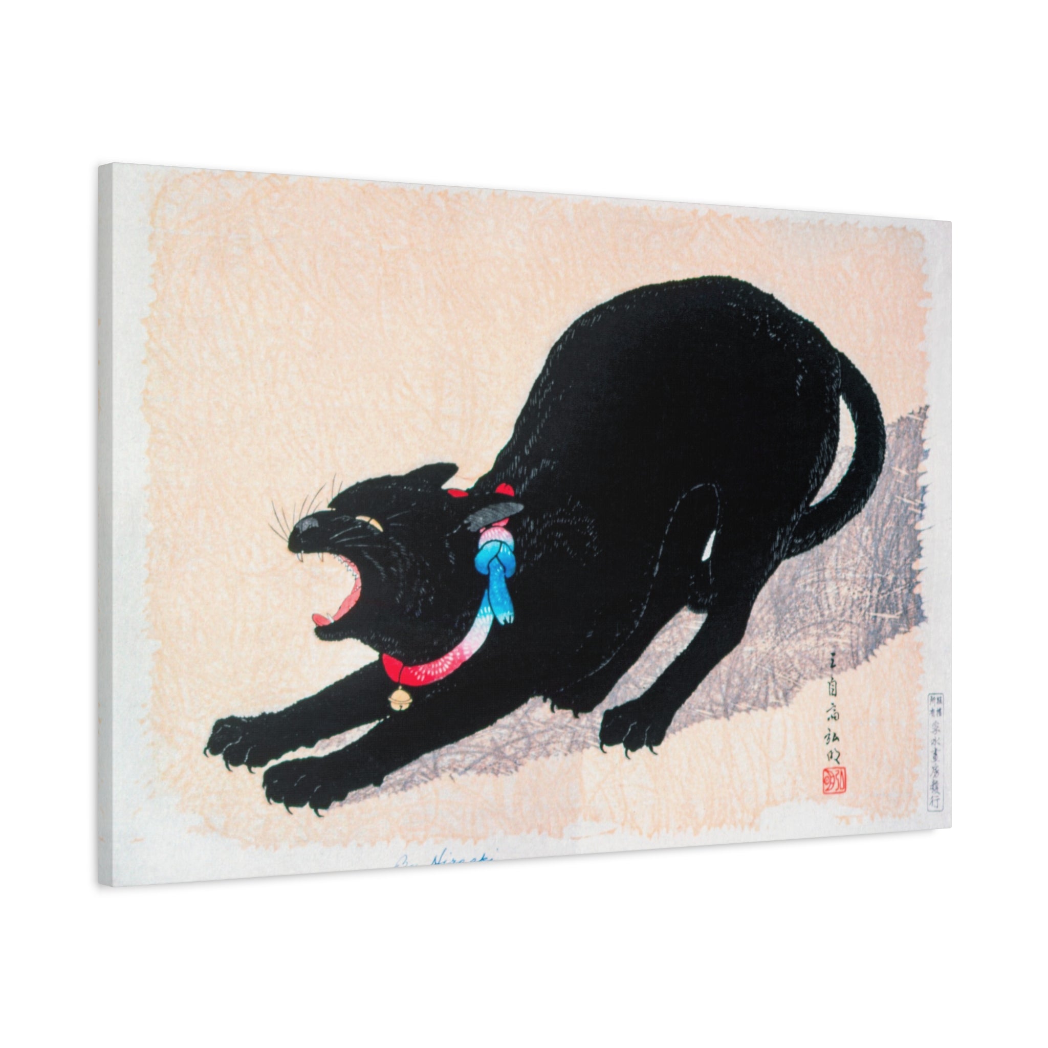 canvas-print-wall-art-black-cat-hissing-by-hiroaki-takahashi-living-room-decor-japanese-art-home-wall-decor