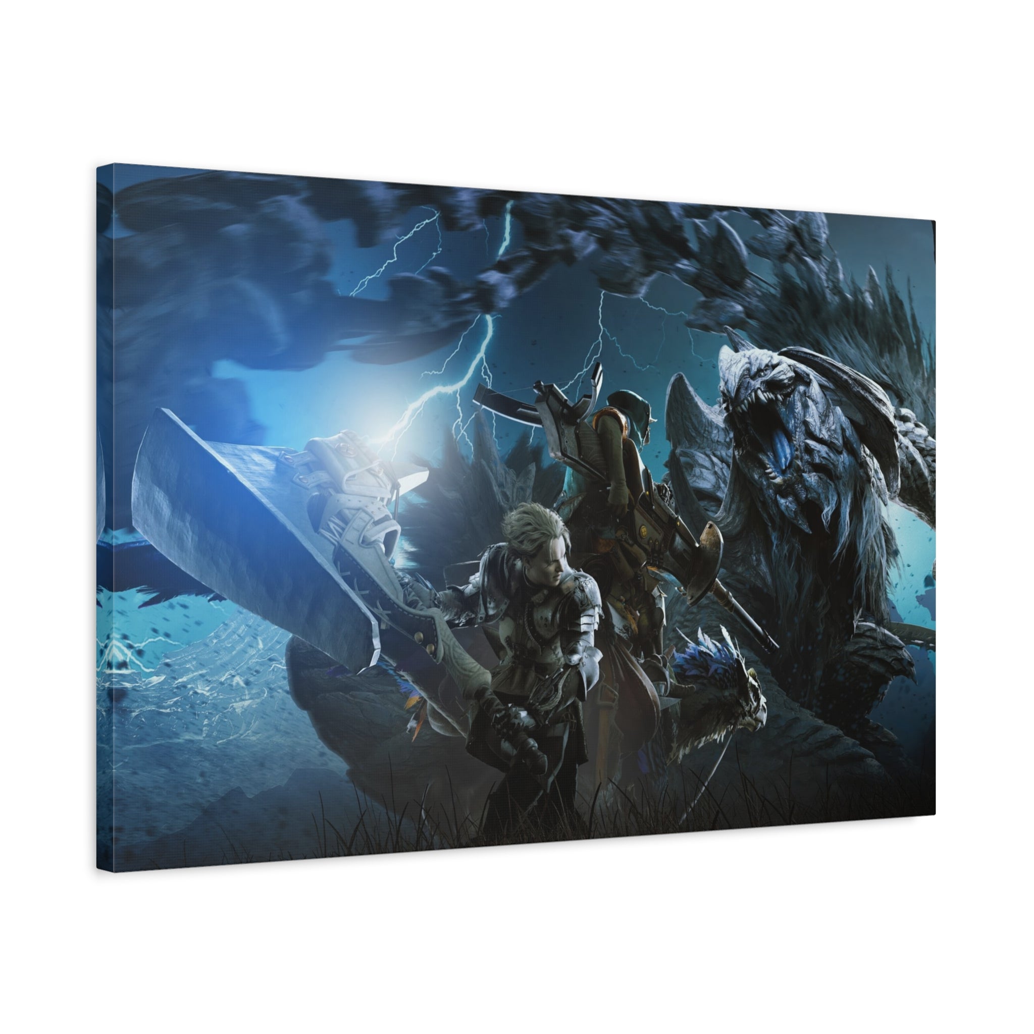 canvas-print-monster-hunter-wall-art-matte-print-stretched-canvas-1-25-home-decor-gaming-art-gamer-gift-video-game-art-hunter