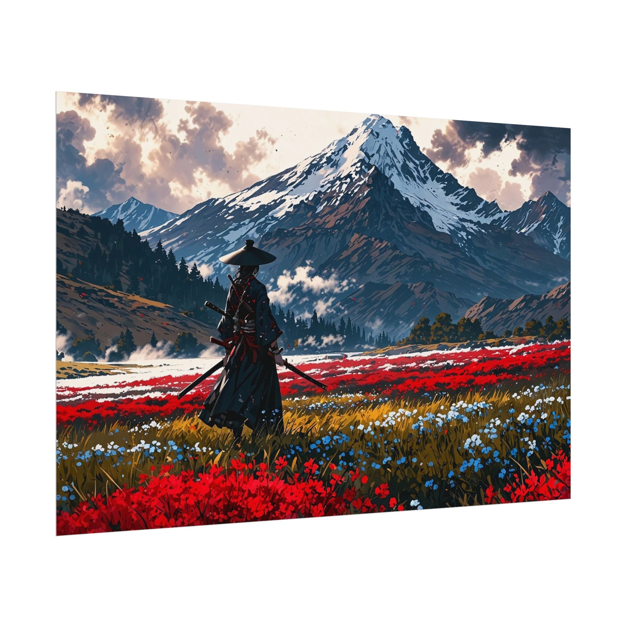 Samurai Canvas Print - Katana Japanese Artwork, Asian Decor, Samurai Warrior Poster, Anime Poster