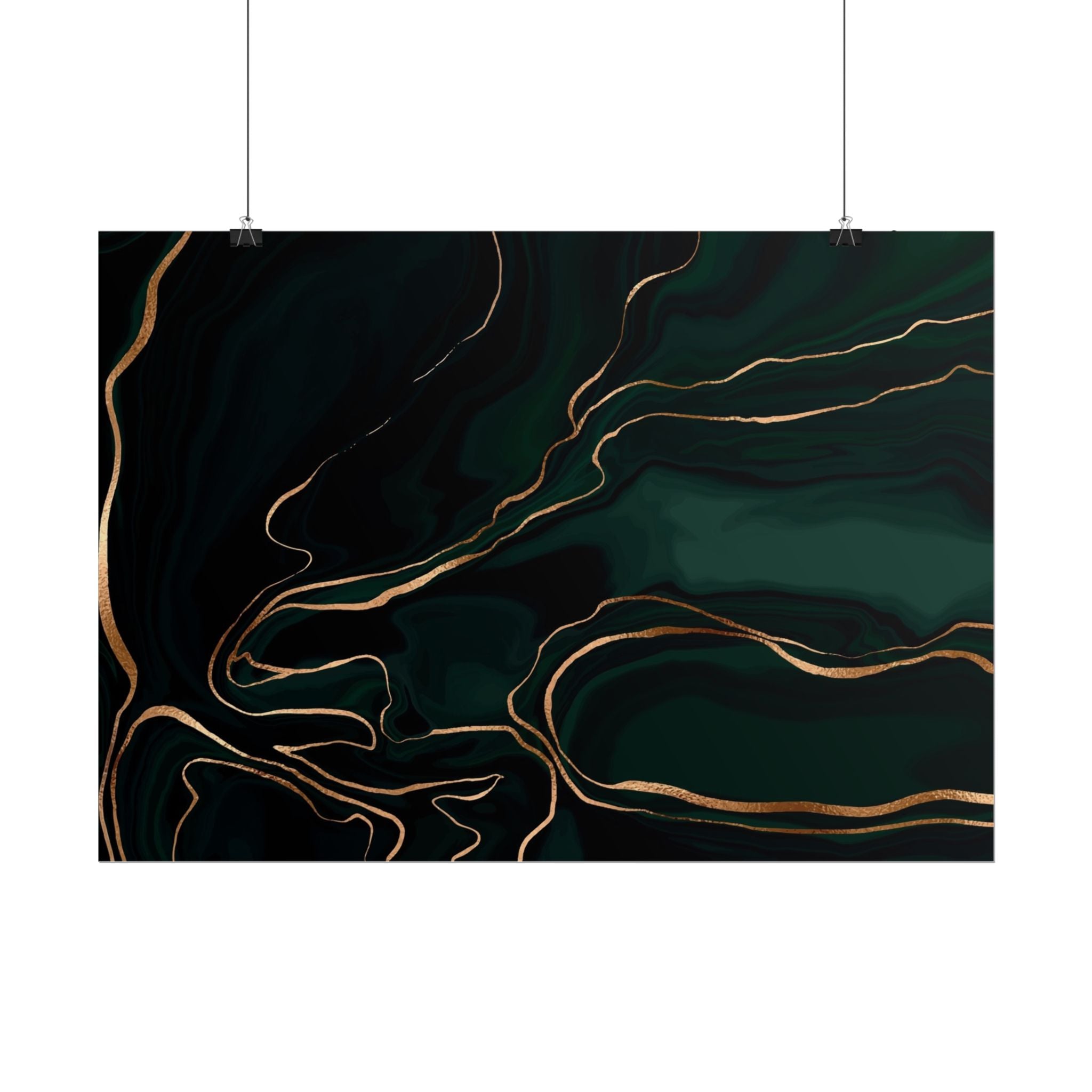 Abstract Green Gold Poster Print - Wall Art, Home Decor, Office Decor, Green Canvas Bedroom, Modern Art, Green Print