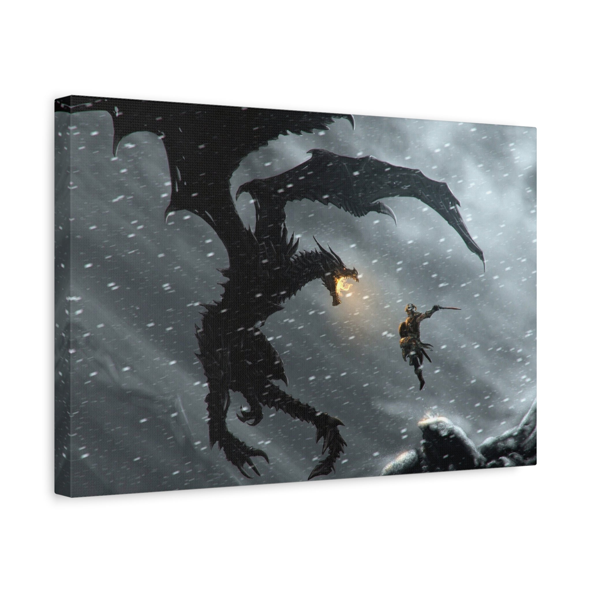 The Elder Scrolls Skyrim Canvas Wall Art - Dragon Game Canvas Print Room Decor, Viking Gaming Wall Art, Skyrim Gift