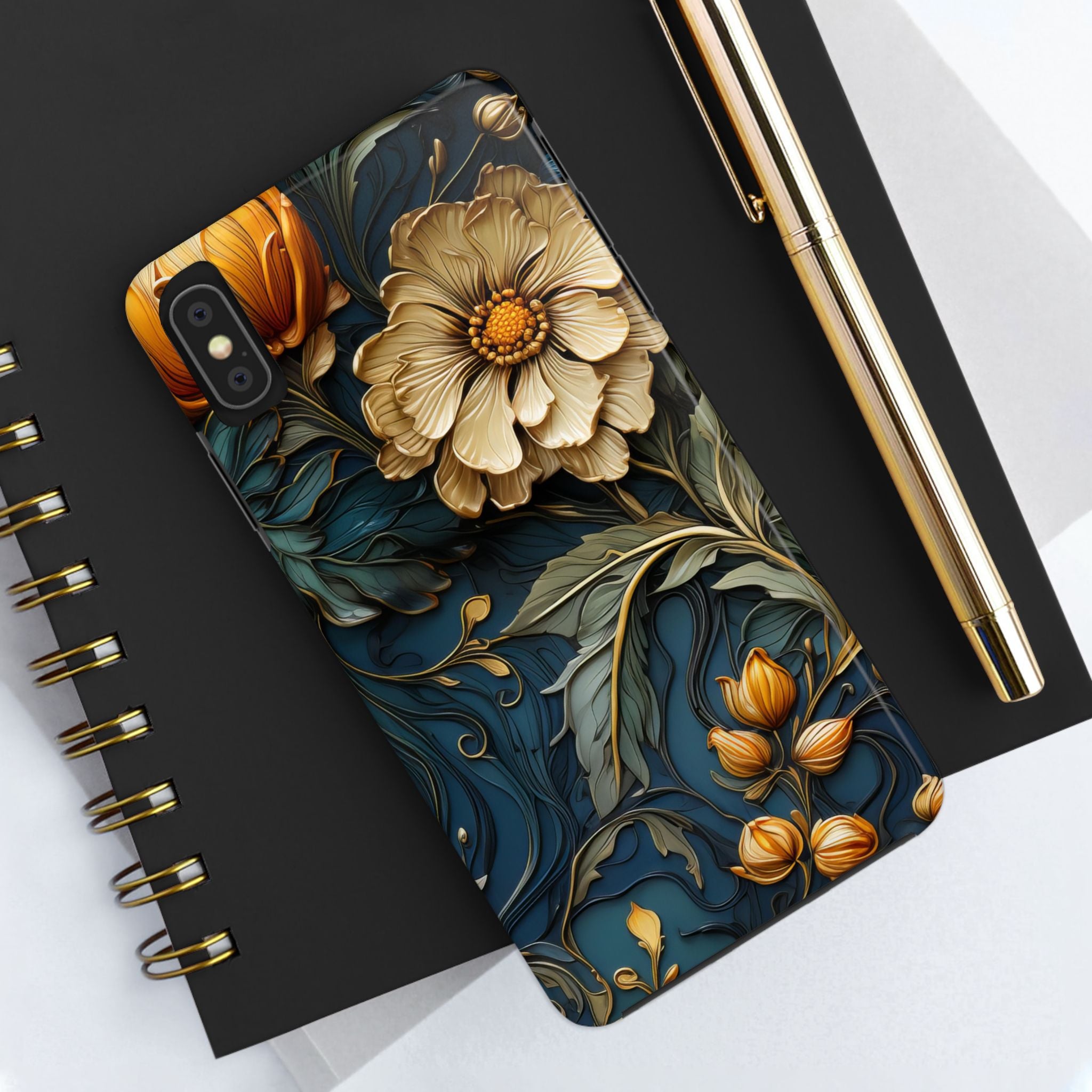 textured-art-nouveau-floral-tough-phone-case-cottagecore-iphone-case-unique-floral-phone-cover-vintage-style-iphone-case-prot