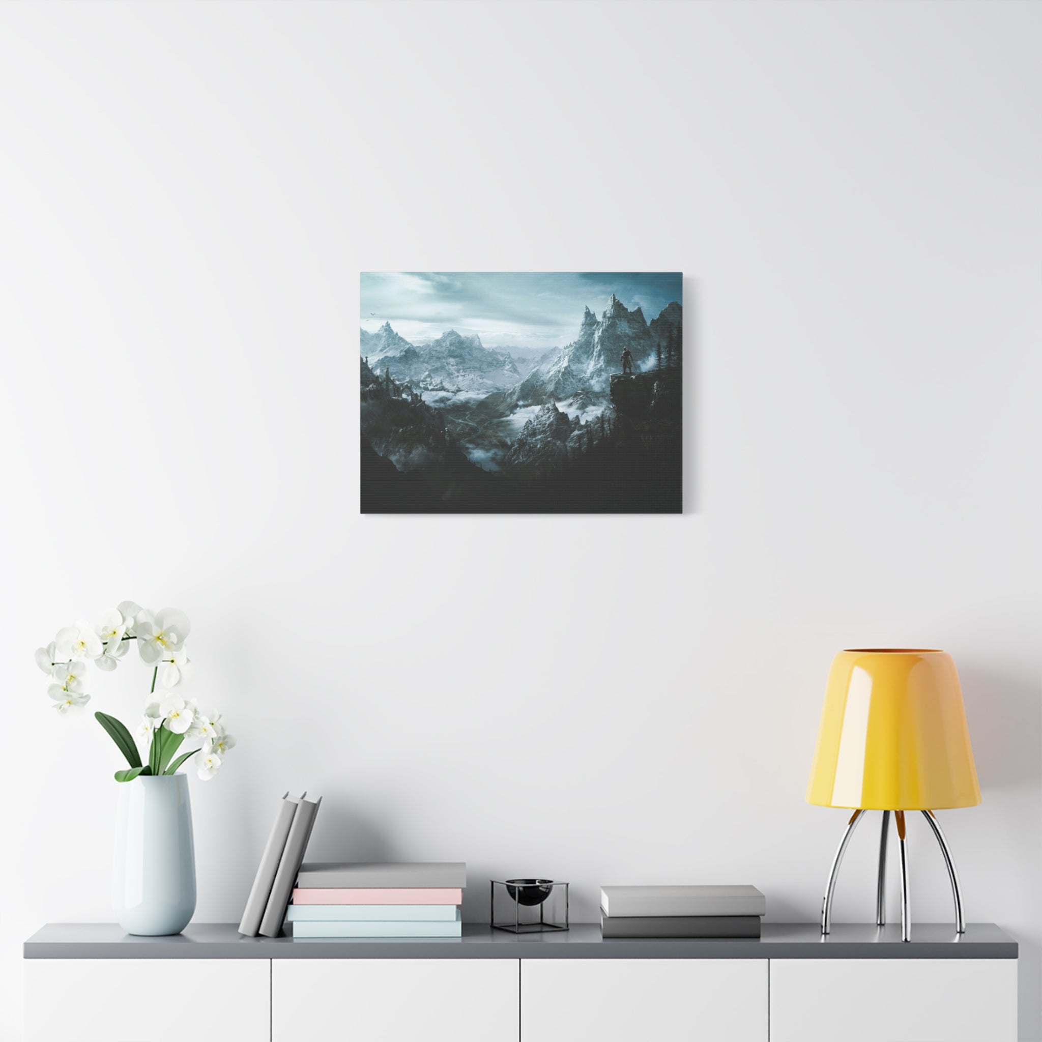 The Elder Scrolls Skyrim Canvas Wall Art - Dragon Game Canvas Print, Room Decor, Gaming Wall Art, Skyrim Landscape Gift