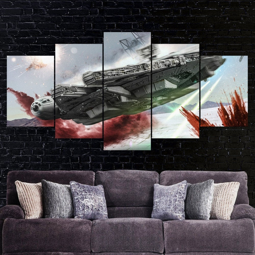 millennium-falcon-star-wars-jedi-5-piece-canvas-wall-art-canvas-print-landscape-art-star-wars-print-poster-gift