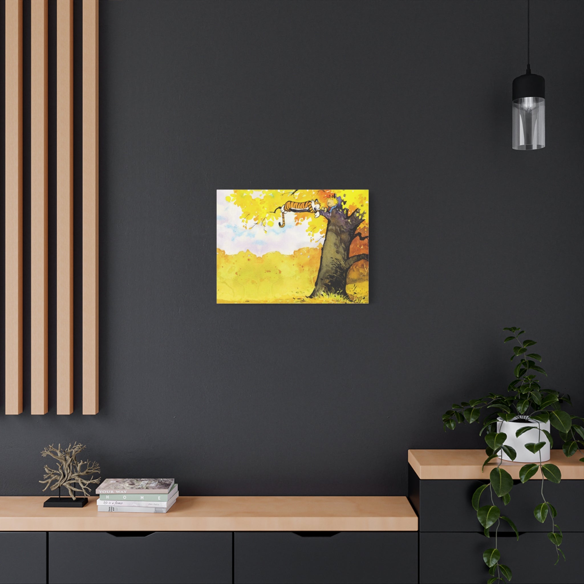 Calvin and Hobbes Canvas Wall Art - Nostalgic Comic Strip Canvas for Kids Room & Nursery Decor - Friendship Adventure Theme Print