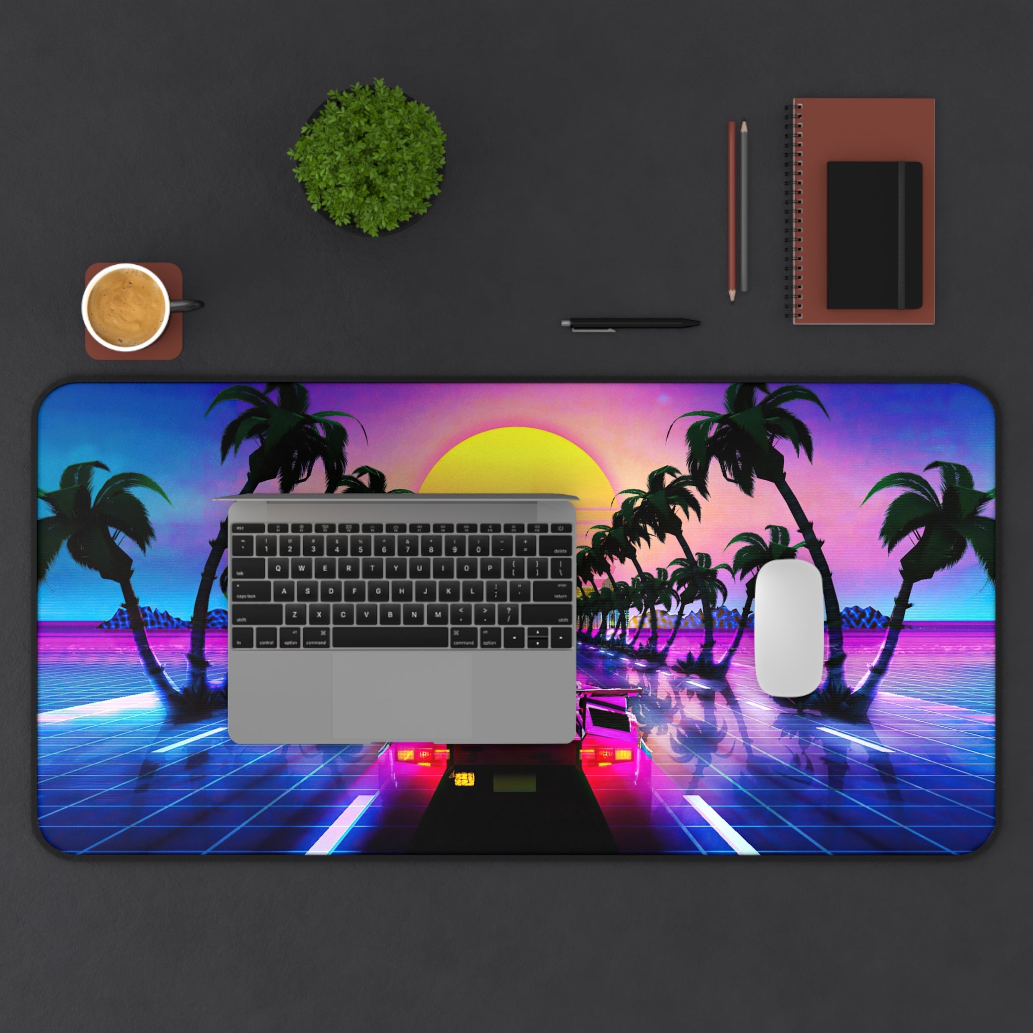 sports-car-sci-fi-palm-tree-vaporwave-mouse-pad-retrowave-city-desk-mat-neon-synthwave-desk-pad-vaporwave-neon-colors