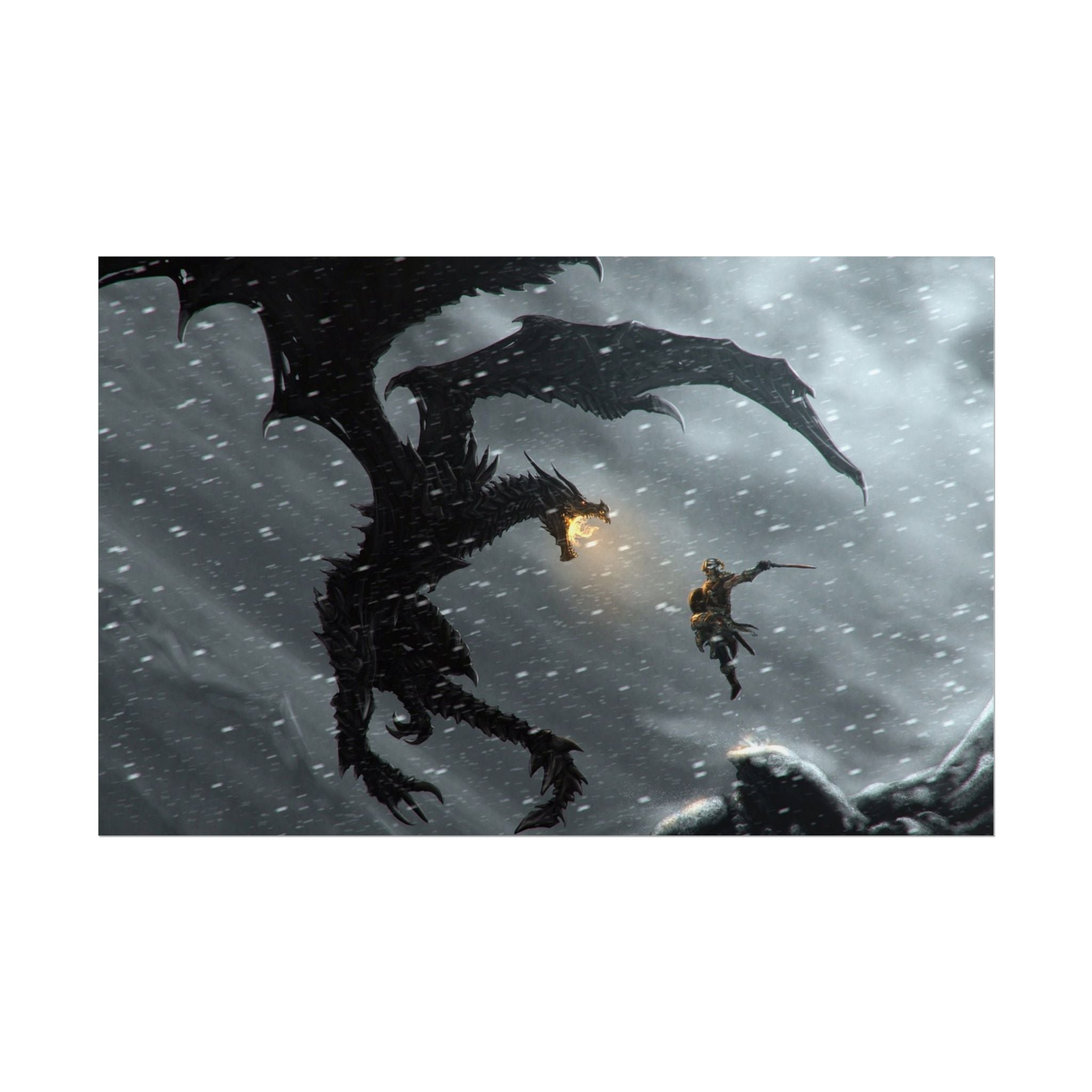 the-elder-scrolls-skyrim-poster-wall-art-dragon-and-viking-game-poster-print-room-decor-warrior-gaming-wall-ar