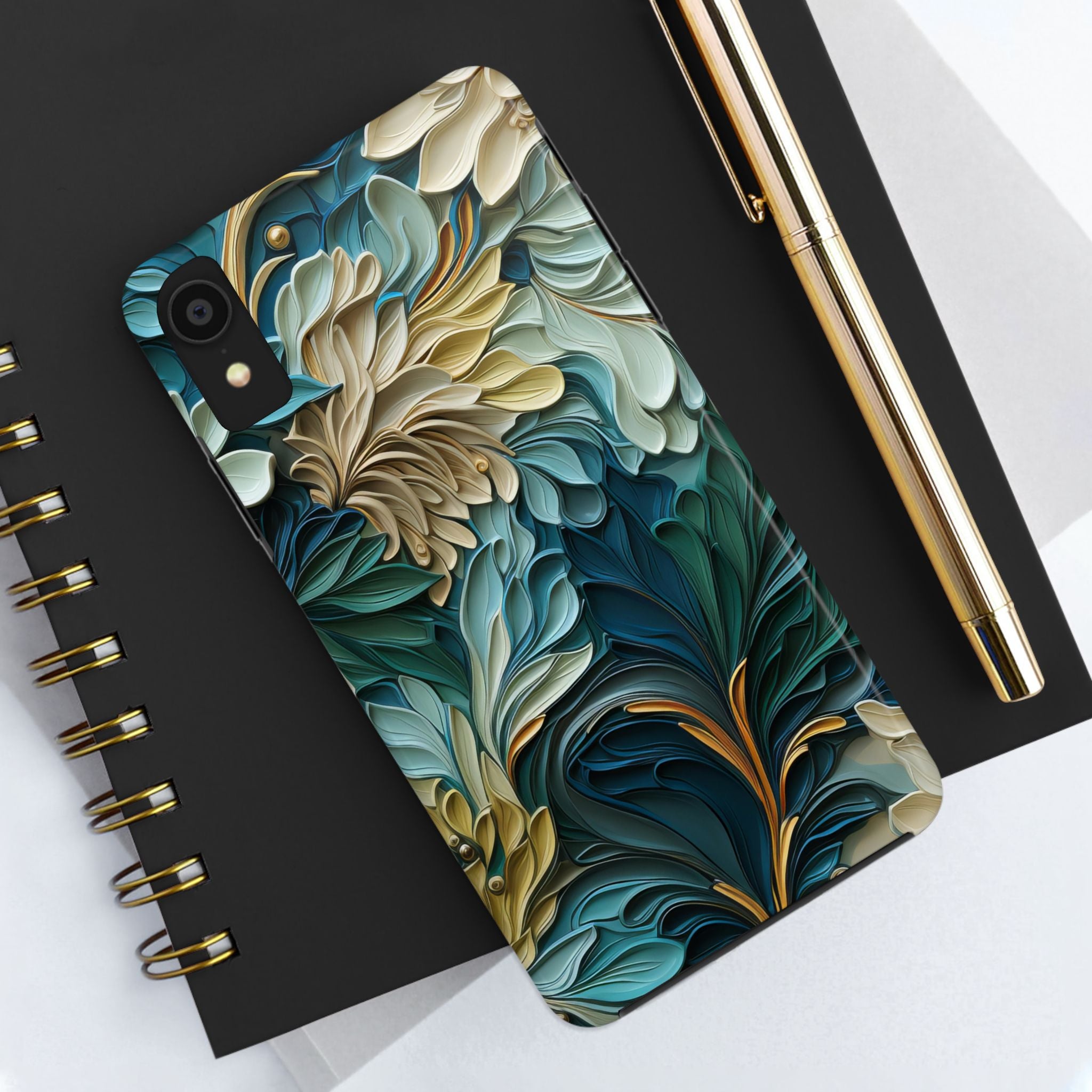 textured-art-nouveau-floral-tough-phone-case-cottagecore-iphone-case-unique-floral-phone-cover-vintage-style-iphone-case-prot