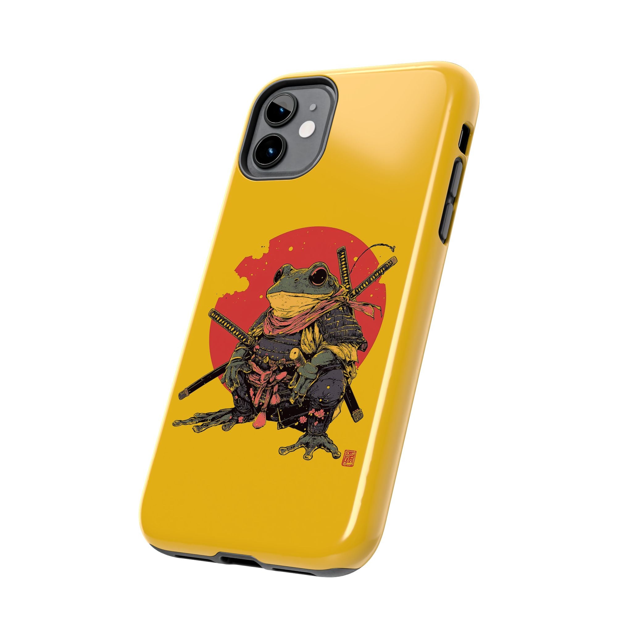 retro-vintage-ninja-frog-iphone-tough-case-red-sun-japanese-samurai-frog-design-ninja-warrior-yellow-iphone-hard-cover