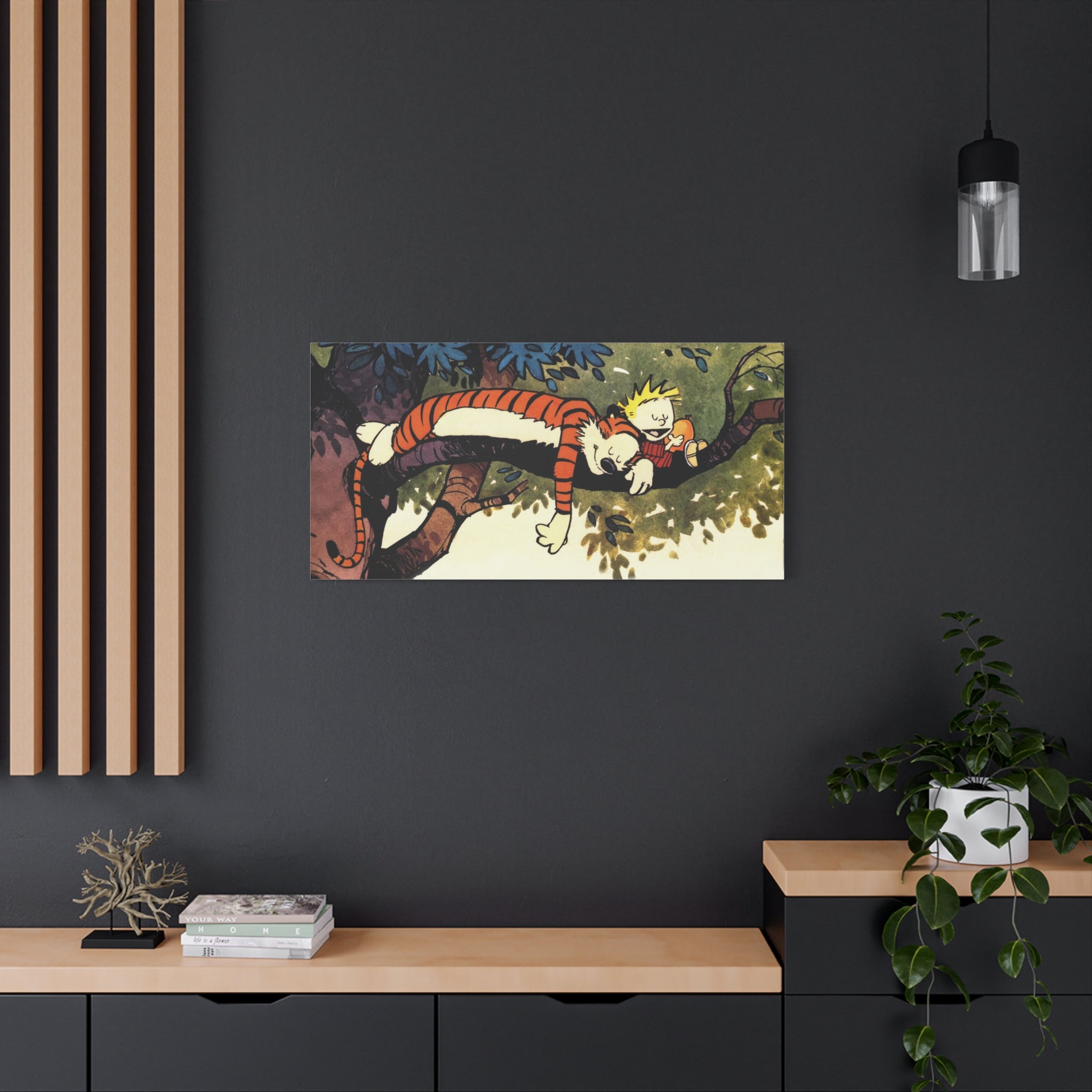 Calvin and Hobbes Canvas Wall Art - Nostalgic Comic Book Poster for Kids Room & Nursery Room Decor - Adventure Theme Print