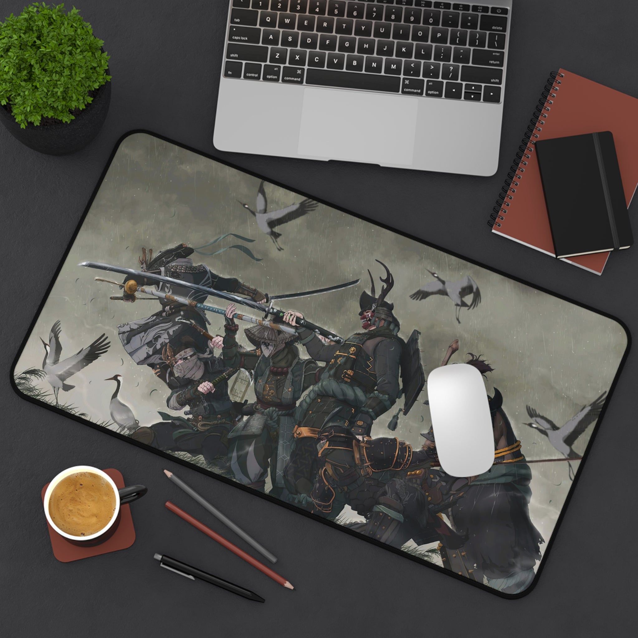 fantasy-samurai-warrior-mouse-pad-japanese-katana-samurai-warrior-with-armor-desk-mat-japanese-anime-samurai-desk-pad