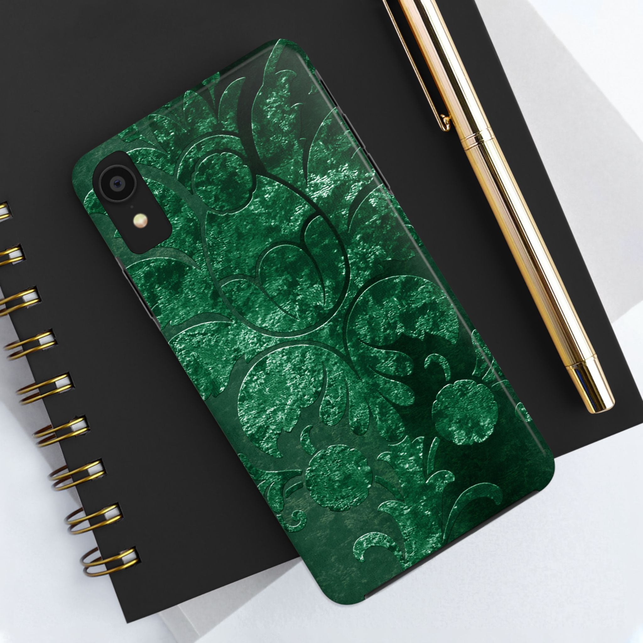 embossed-emerald-velvet-tough-iphone-case-protective-iphone-cover-heavy-duty-iphone-case-rugged-phone-case-durable-smartphone