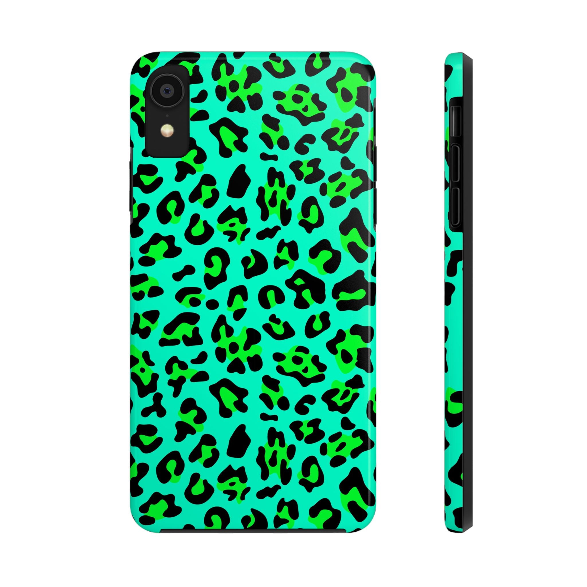 neon-green-teal-leopard-iphone-tough-case-stylish-phone-cover-protective-cellphone-case-trendy-smartphone-accessory-gift-for-