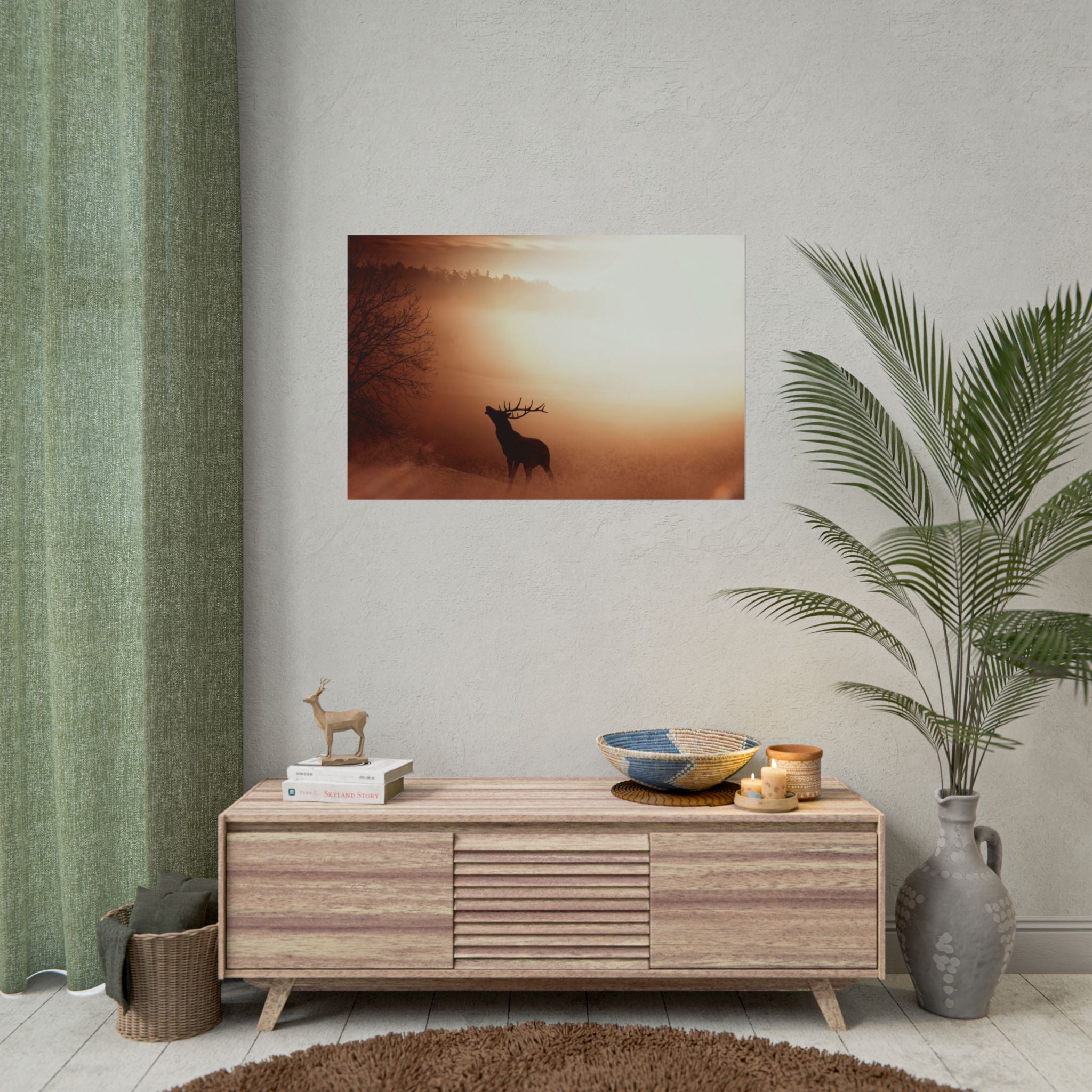 poster-print-elk-in-forest-sunset-scenery-nature-home-decor-animal-wall-art-wildlife-decor-farmhouse-wall-art-elk-prints-post