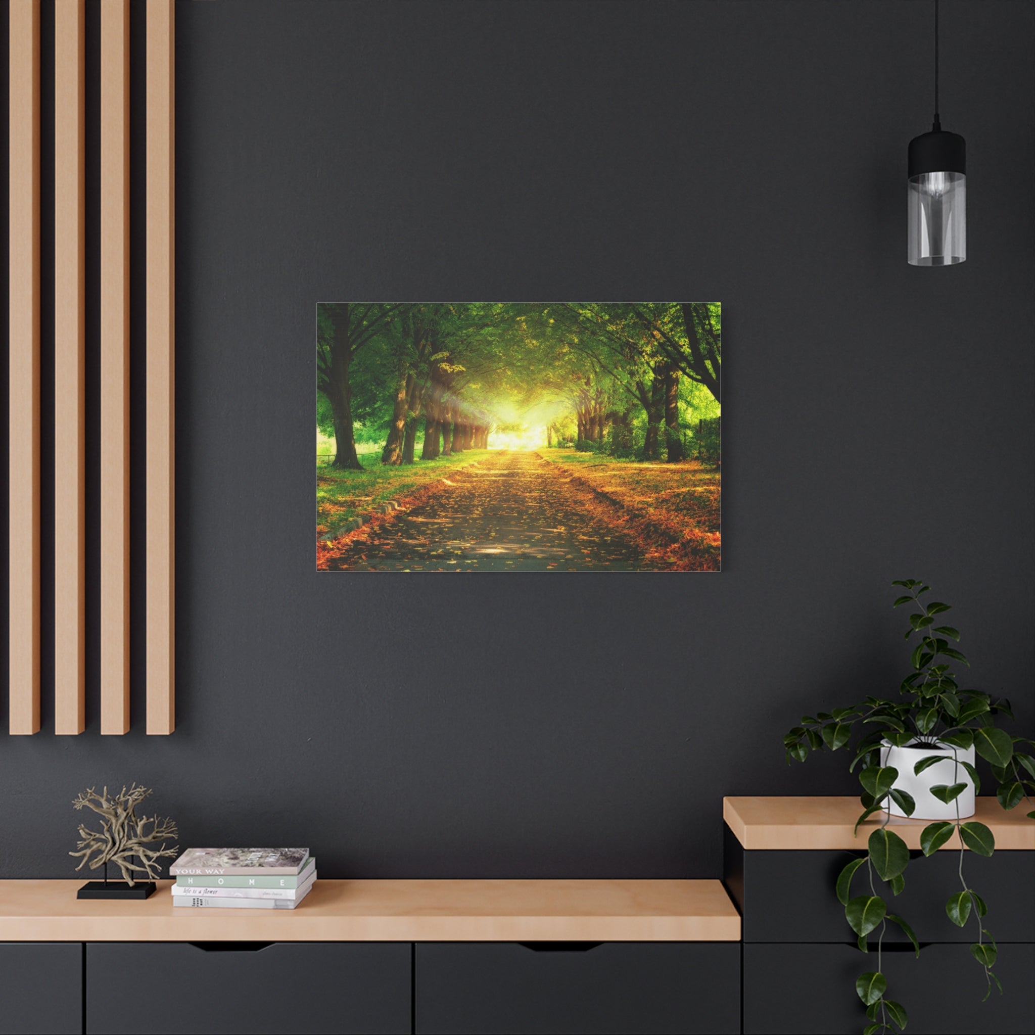 canvas-print-sunset-landscape-wall-art-nature-decor-fall-trees-living-room-decor-road-leaves-autumn-decor-fall-canvas