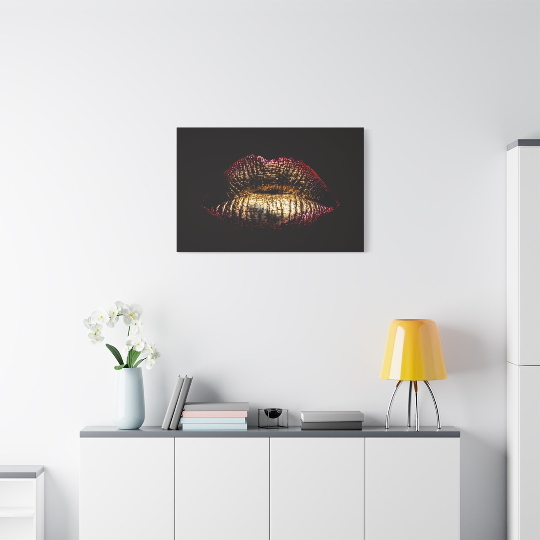 canvas-print-female-art-makeup-glamour-metallic-bronze-lip-contour-stretched-matte-wall-art-poster-home-decor-gift-for-her-be