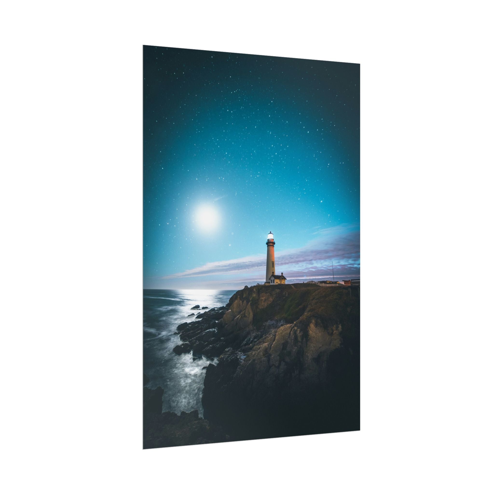 lighthouse-on-rock-poster-print-coastal-wall-art-nautical-wall-decor-beach-house-decoration-seaside-wall-ocean-wall-art