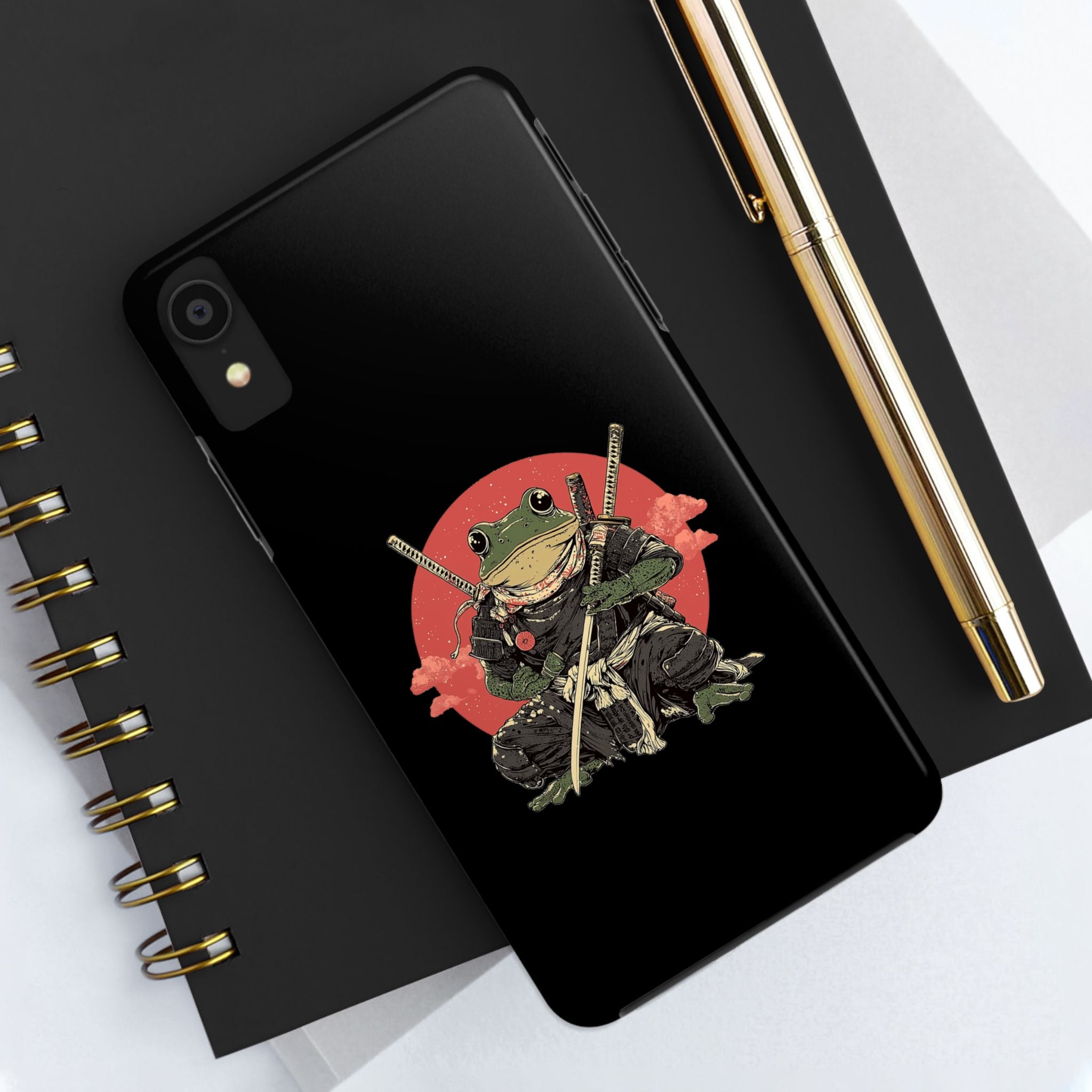 retro-vintage-ninja-frog-iphone-tough-case-red-sun-japanese-samurai-frog-design-ninja-warrior-black-iphone-hard-cover