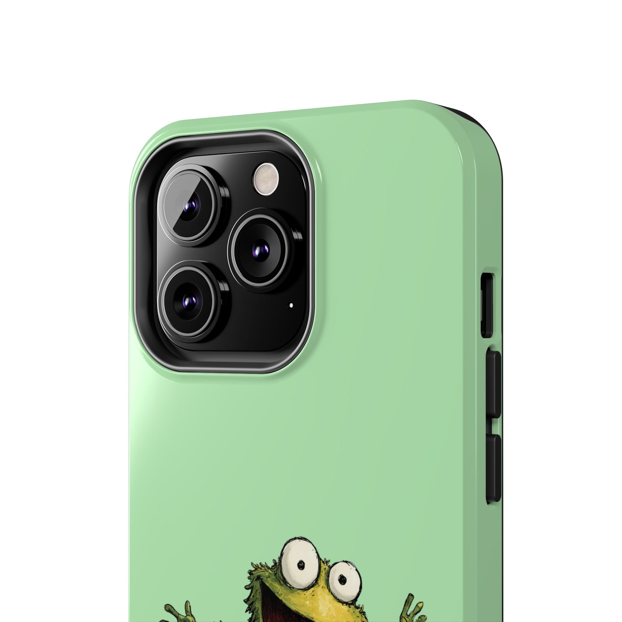 Quirky Funny Frog iPhone Tough Case - Kawaii Animal Phone Cover - Frog Protective Phone Cover - Green iPhone Case