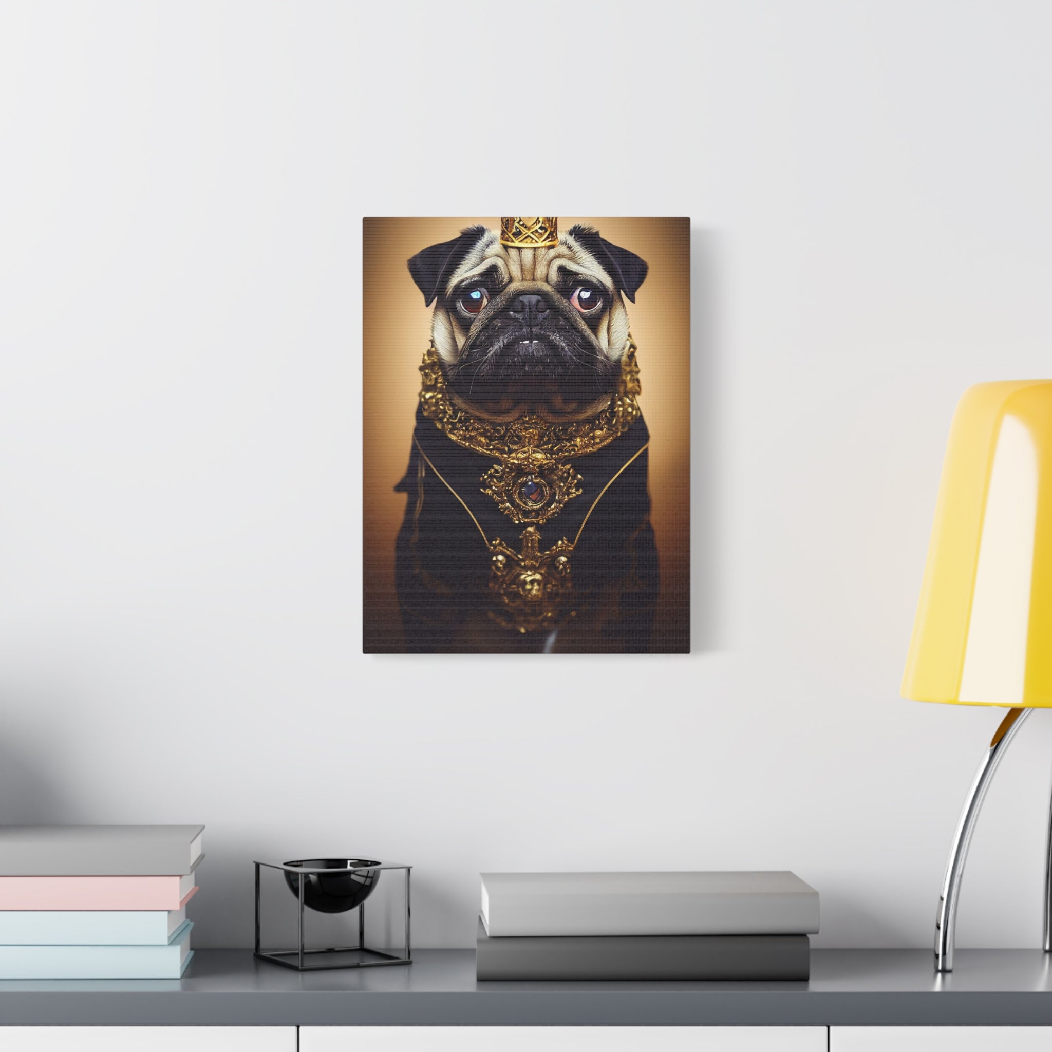 canvas-print-pug-crown-funny-jewelry-wall-art-decor-stretched-matte-canvas-home-living-room-decoration-dog-lover-gift-animal-