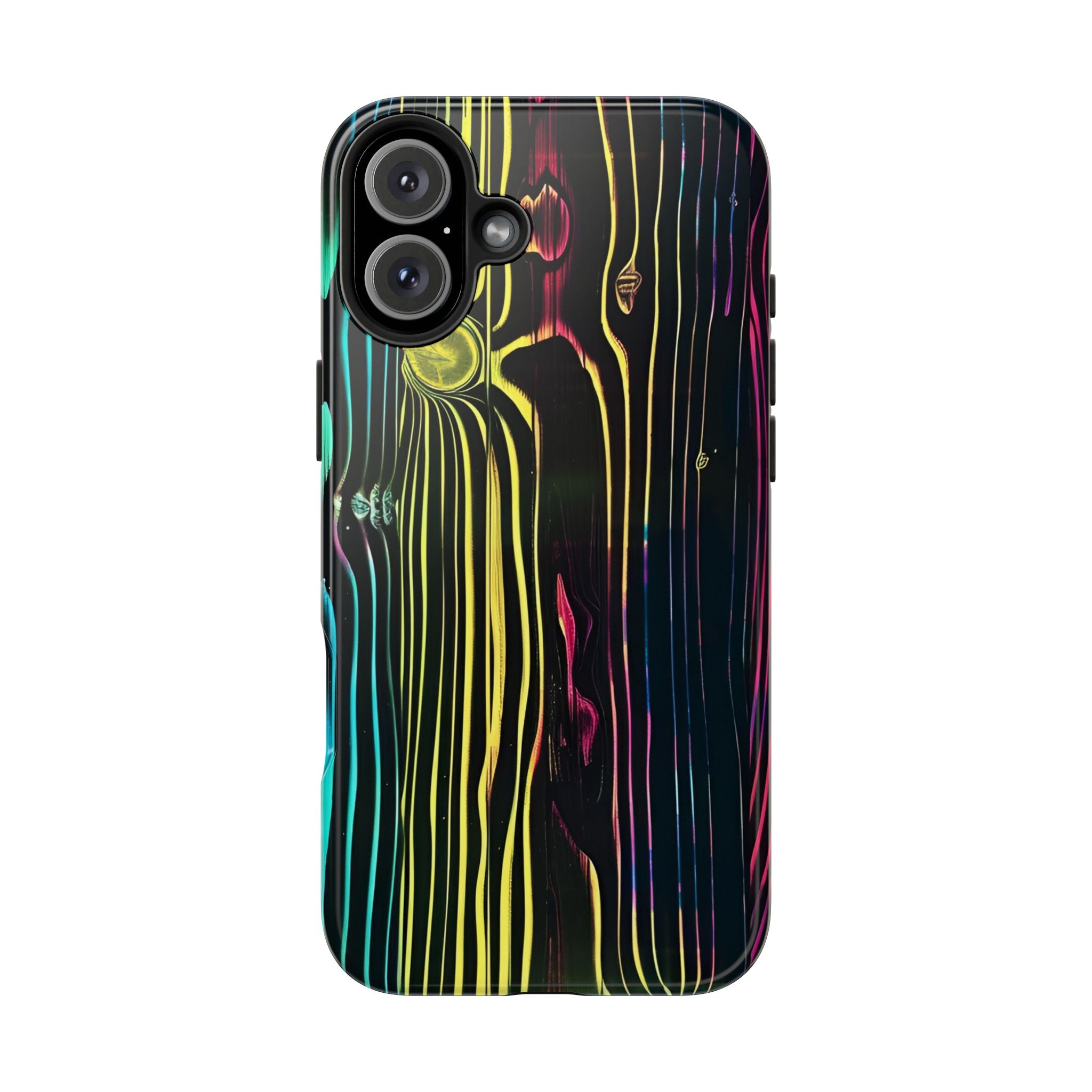 Disco Neon Tough iPhone Cases, Wood Grain Texture, iPhone Case Cover, Protective iPhone Shell, Unique iPhone Accessories, iphone 16 Pro Max