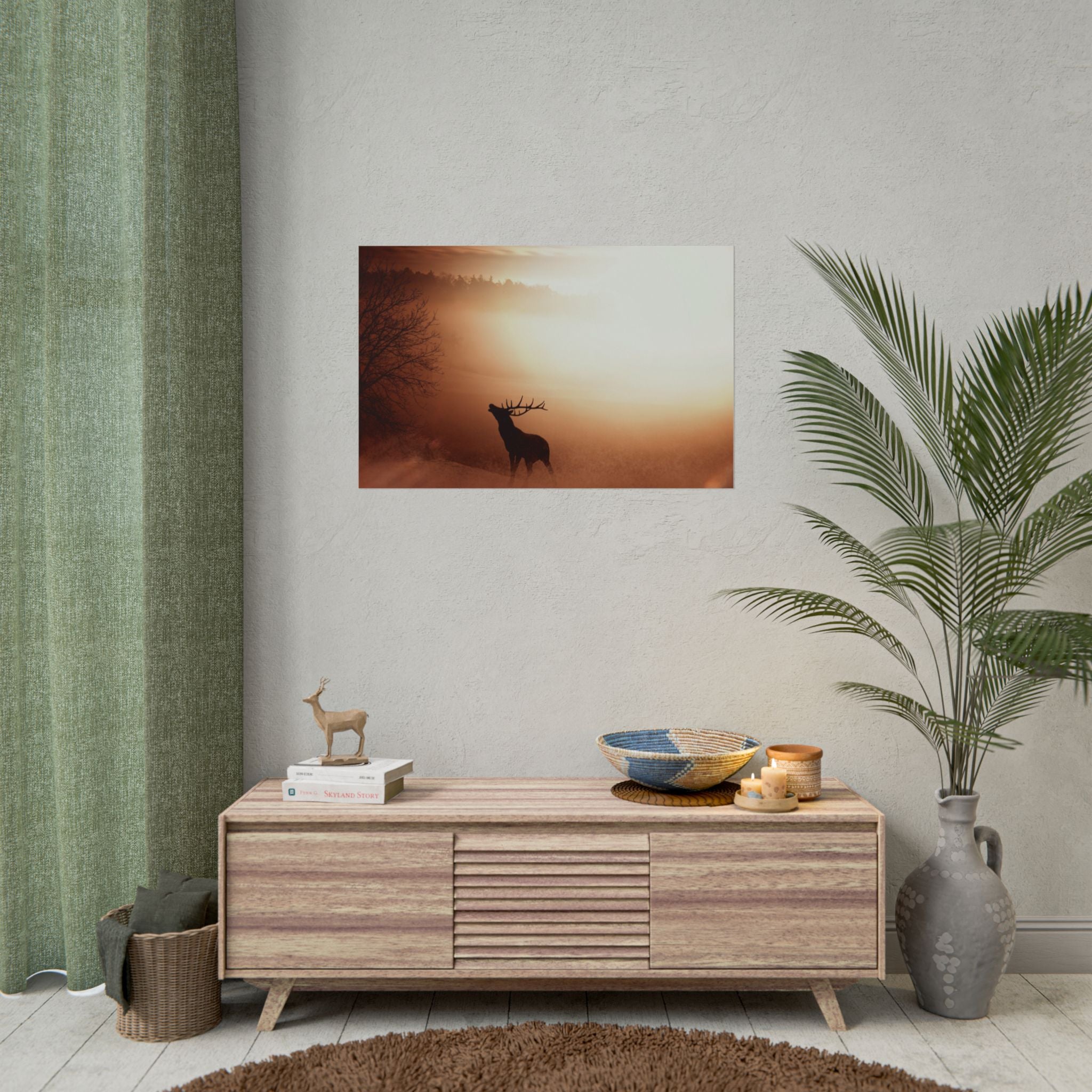 poster-print-elk-in-forest-sunset-scenery-nature-home-decor-animal-wall-art-wildlife-decor-farmhouse-wall-art-elk-prints-post