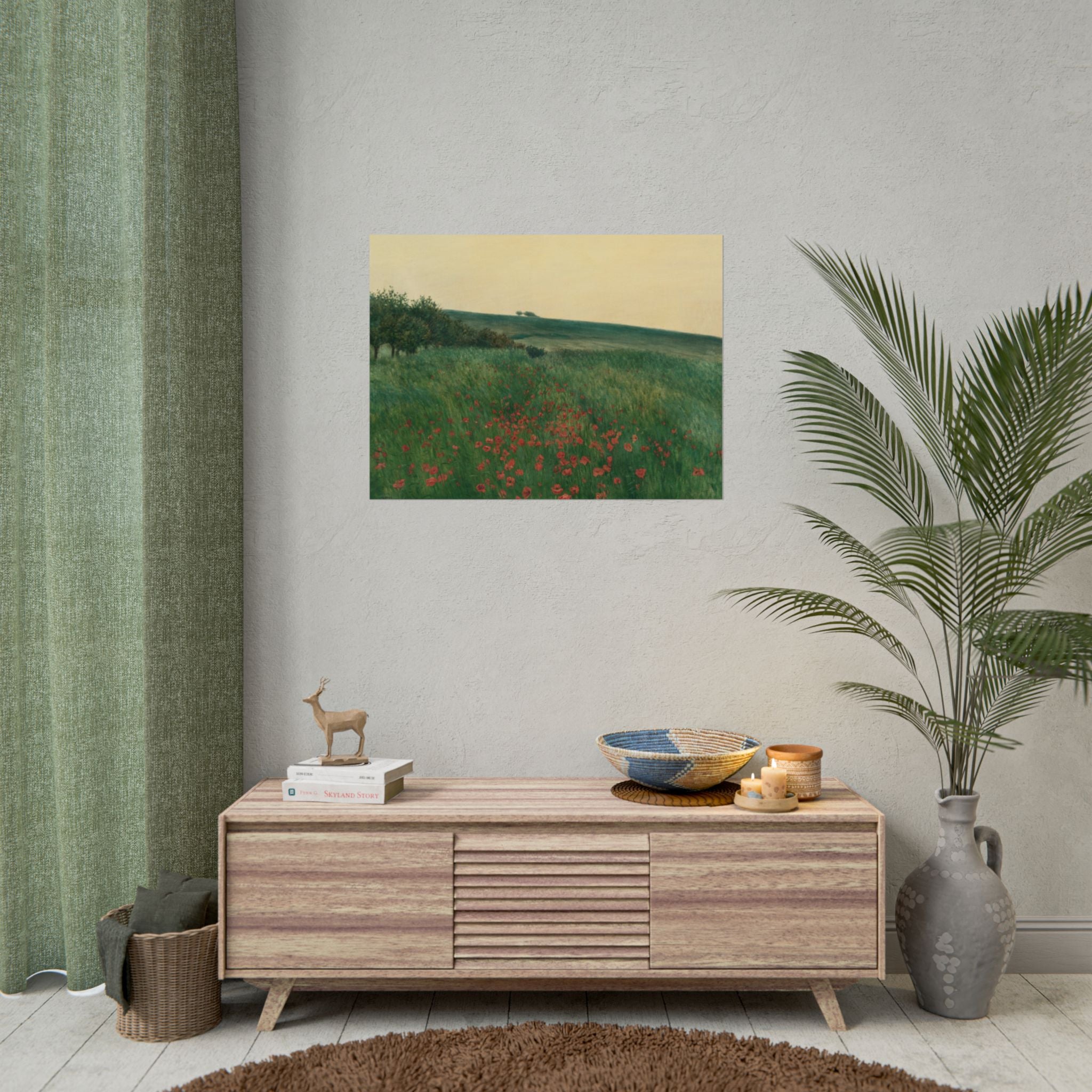 Frantisek Kavan, Fields Poster Print, Fields Landscape Painting, Red Poppies, Rustic Canvas Wall Art, Farmhouse Wall Decor