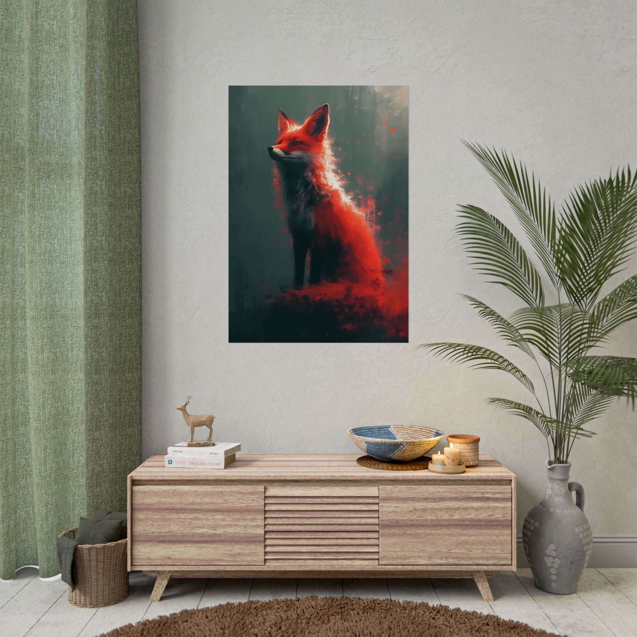 fantasy-red-fox-poster-print-rolled-posters-wall-art-animal-lover-gift-unique-home-decor-wildlife-art-print-fox-lover-birthda