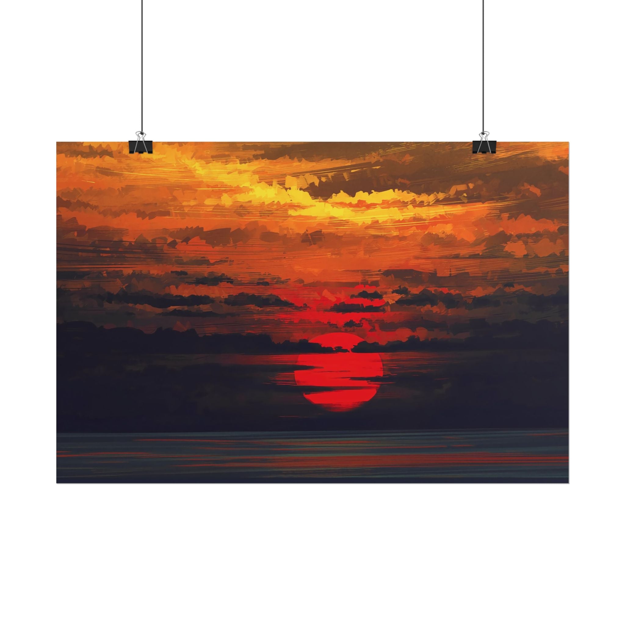 red-sunset-landscape-poster-print-cozy-home-decor-living-room-decor-farm-house-wall-decor-house-warming-gift