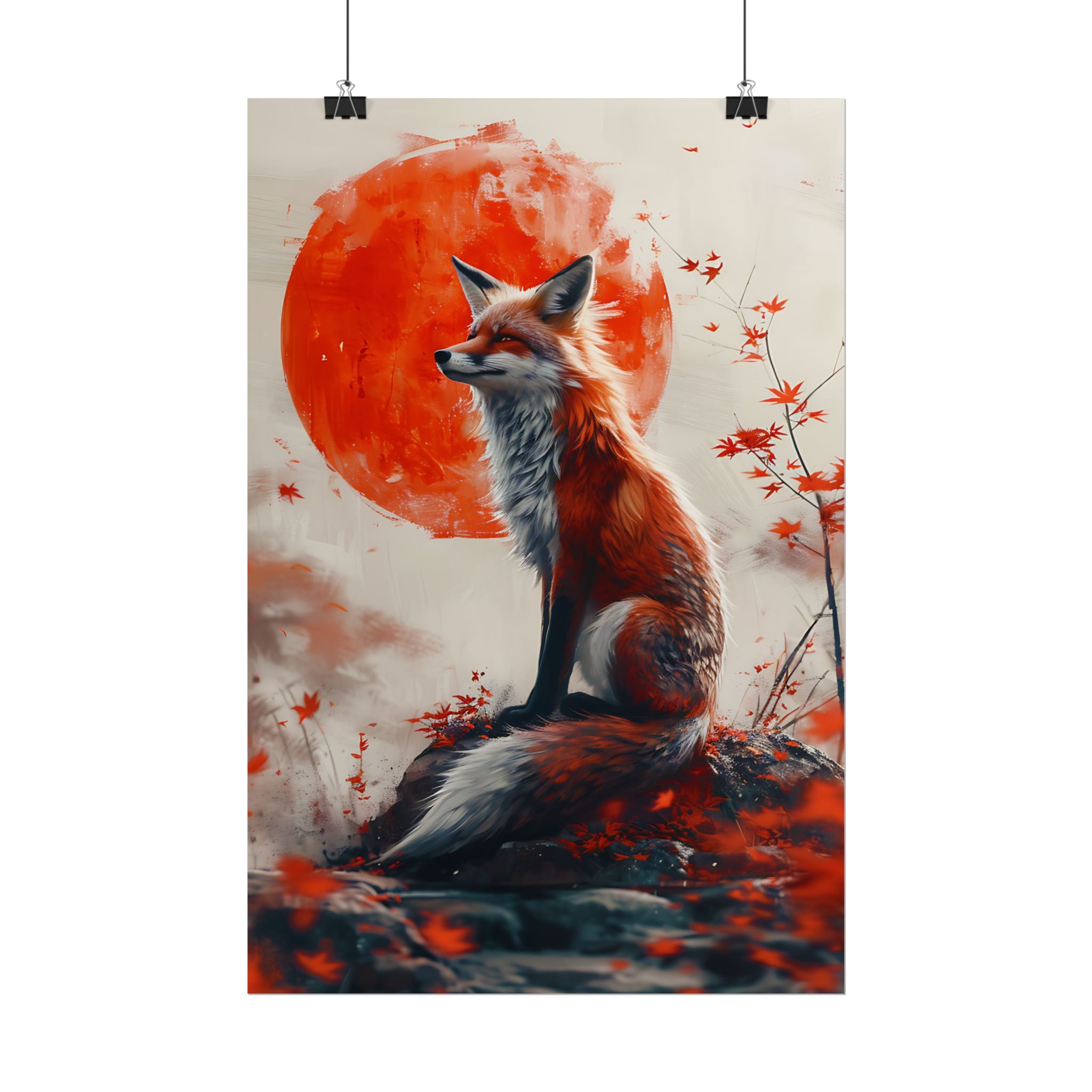 red-fox-poster-print-fantasy-decor-wildlife-wall-art-red-sun-home-decor-animal-lover-gift-nature-print-fantasy-art-decor