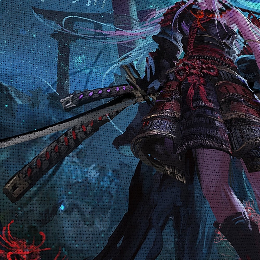 anime-samurai-girl-katana-5-piece-canvas-wall-art-samurai-art-canvas-art-extra-large-wall-art-anime-girl-poster-5-piece-5-pan