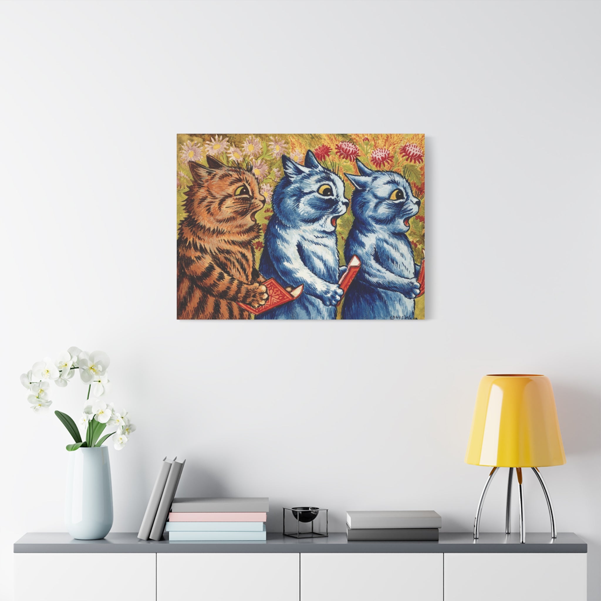 canvas-print-louis-wain-cat-gouache-art-three-cats-singing-wall-decor-cat-print-home-office-decoration-unique-cat-louis-wain-