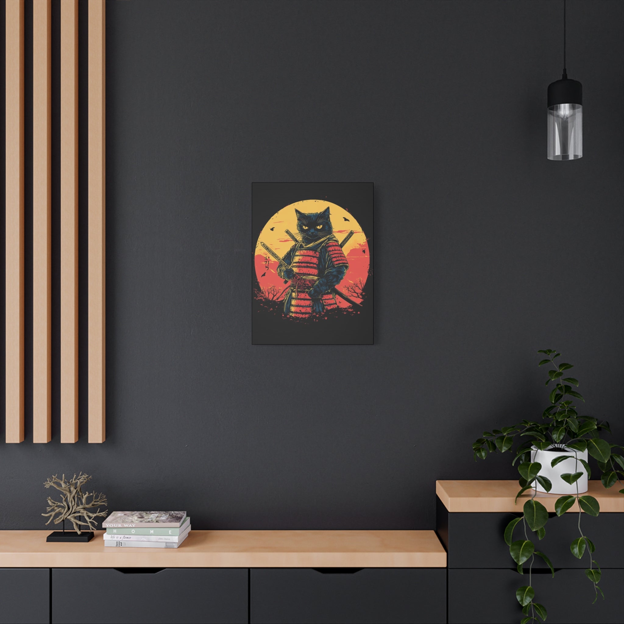 canvas-wall-art-samurai-cat-japanese-style-sunset-retro-wall-decor-stretched-matte-canvas-wall-hanging-home-decor-retro-wall-