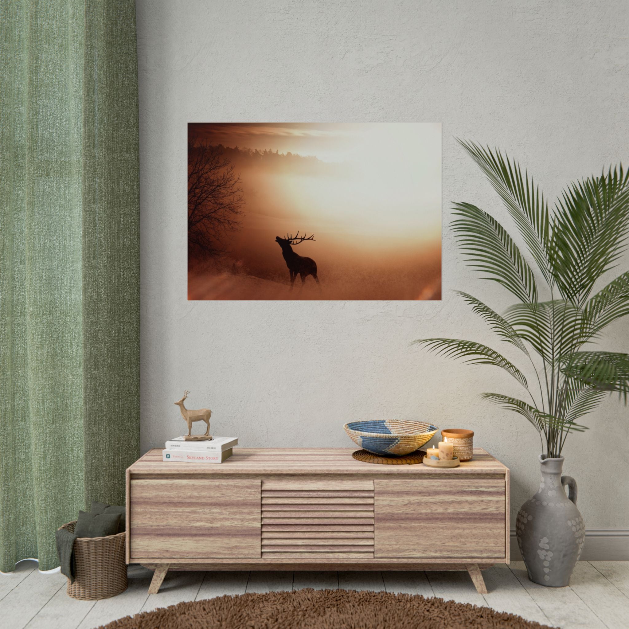 poster-print-elk-in-forest-sunset-scenery-nature-home-decor-animal-wall-art-wildlife-decor-farmhouse-wall-art-elk-prints-post