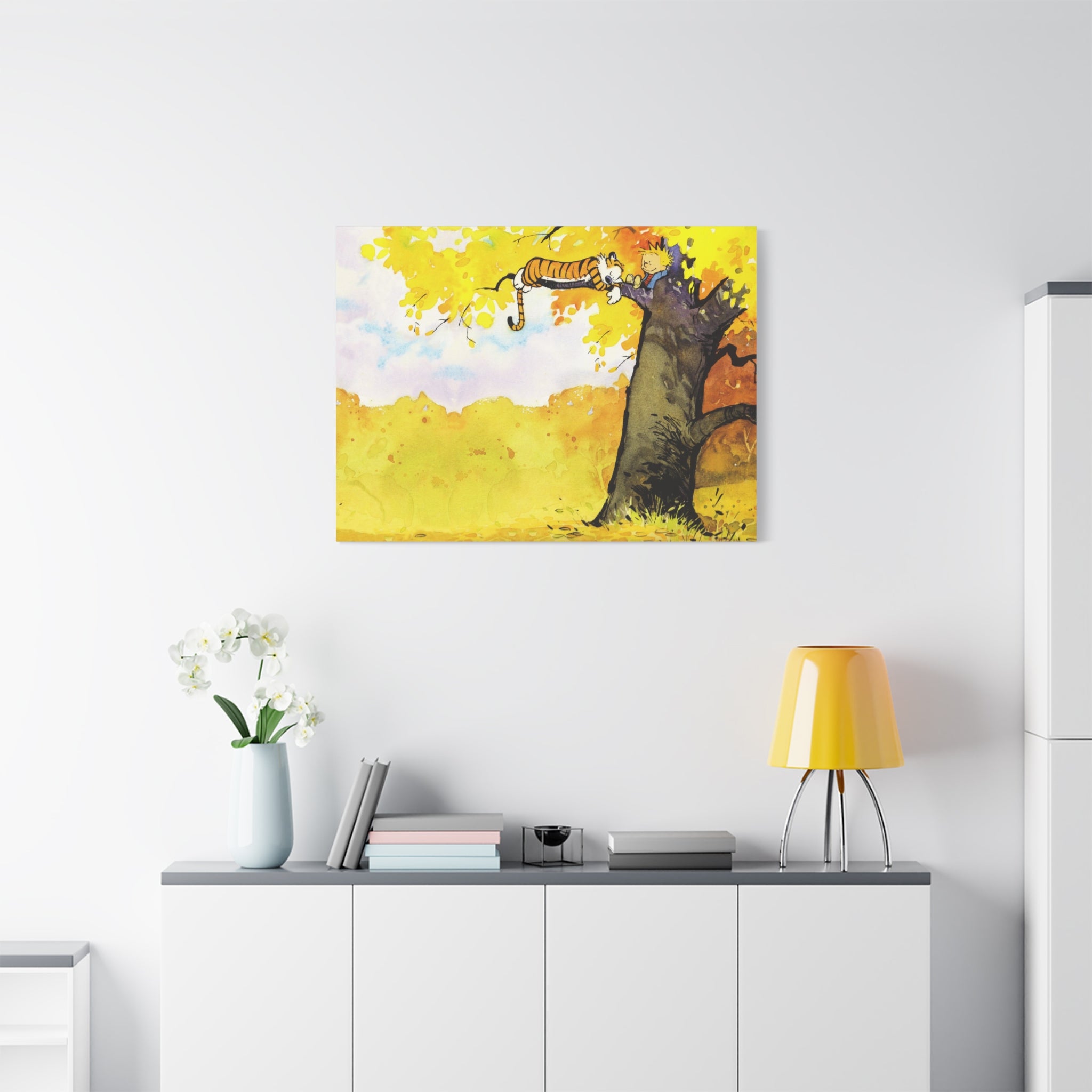 Calvin and Hobbes Canvas Wall Art - Nostalgic Comic Strip Canvas for Kids Room & Nursery Decor - Friendship Adventure Theme Print