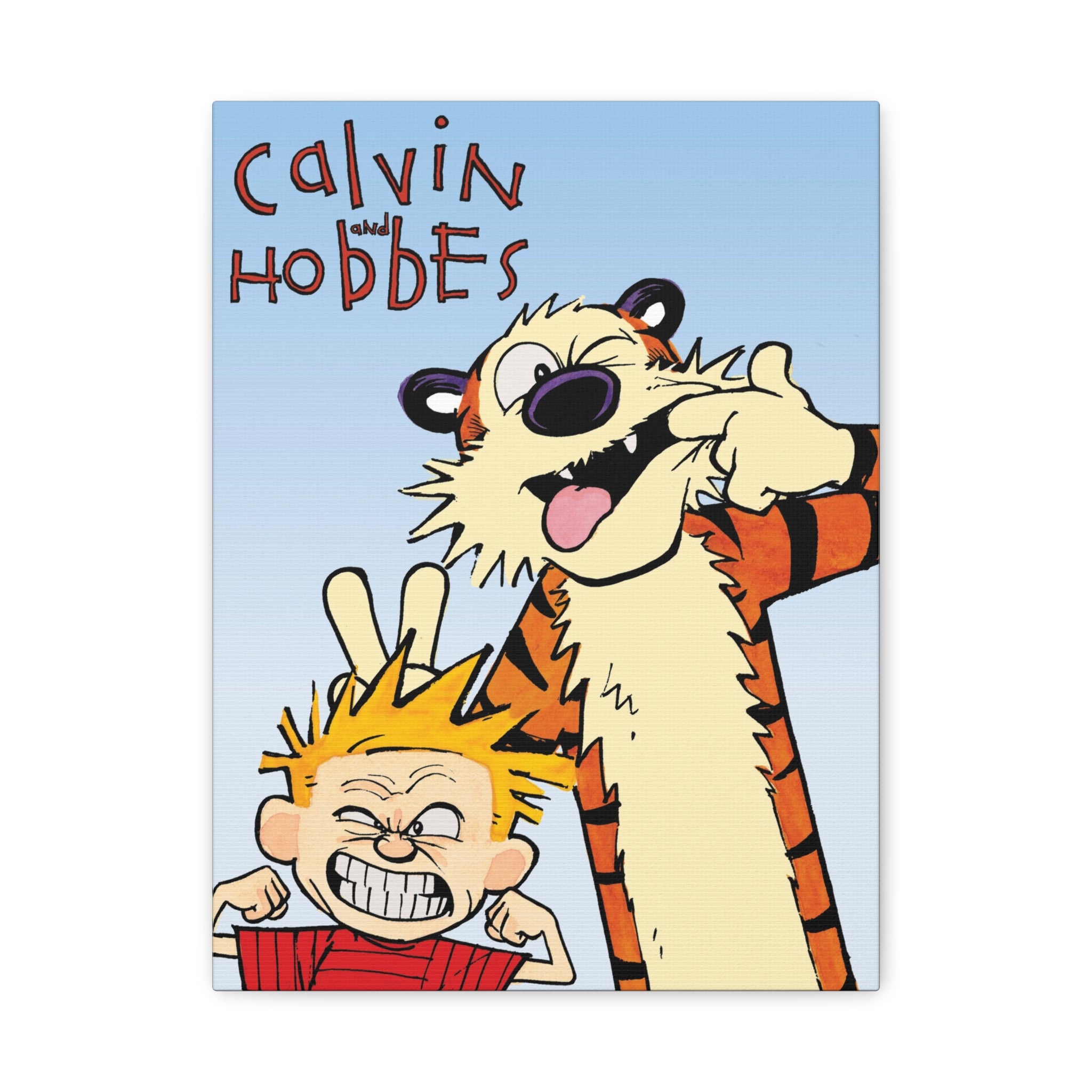 Calvin and Hobbes Canvas Wall Art - Nostalgic Vertical Comic Strip Canvas for Kids Room & Nursery Decor - Friendship Adventure Theme Print