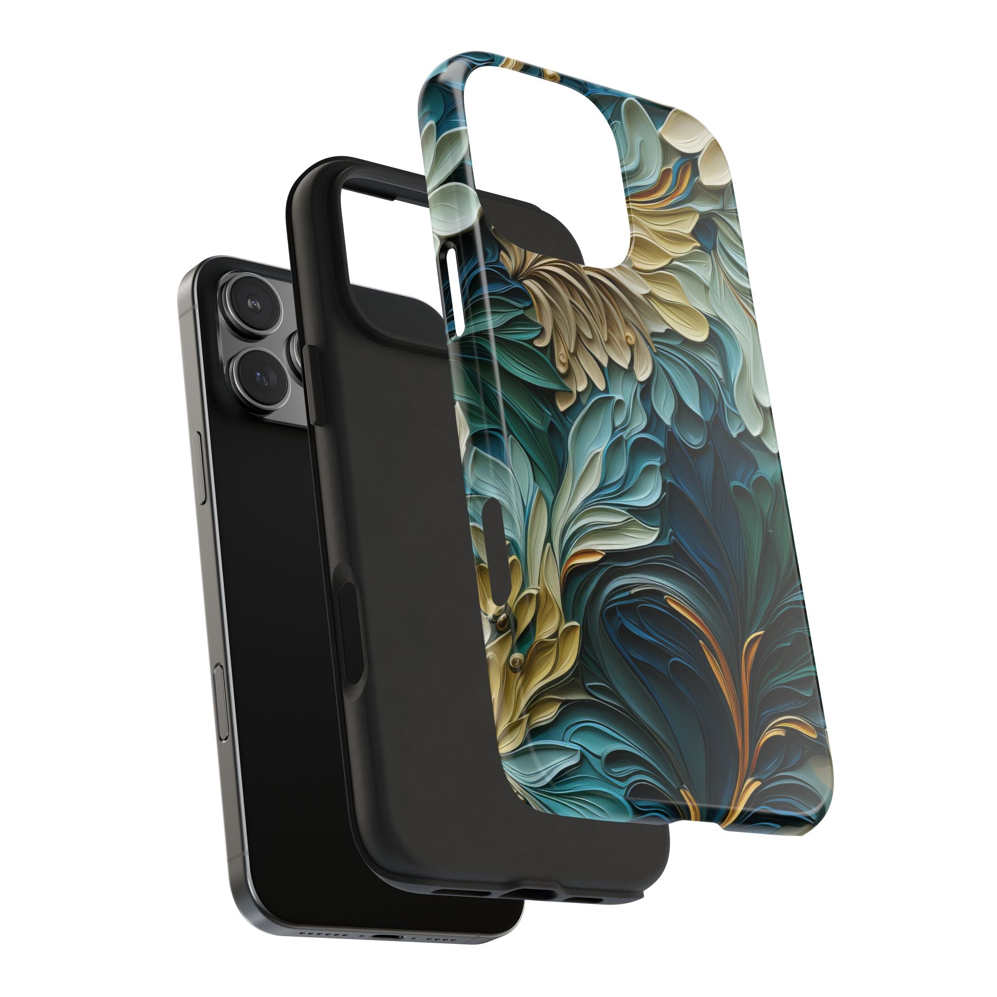 textured-art-nouveau-floral-tough-phone-case-cottagecore-iphone-case-unique-floral-phone-cover-vintage-style-iphone-case-prot