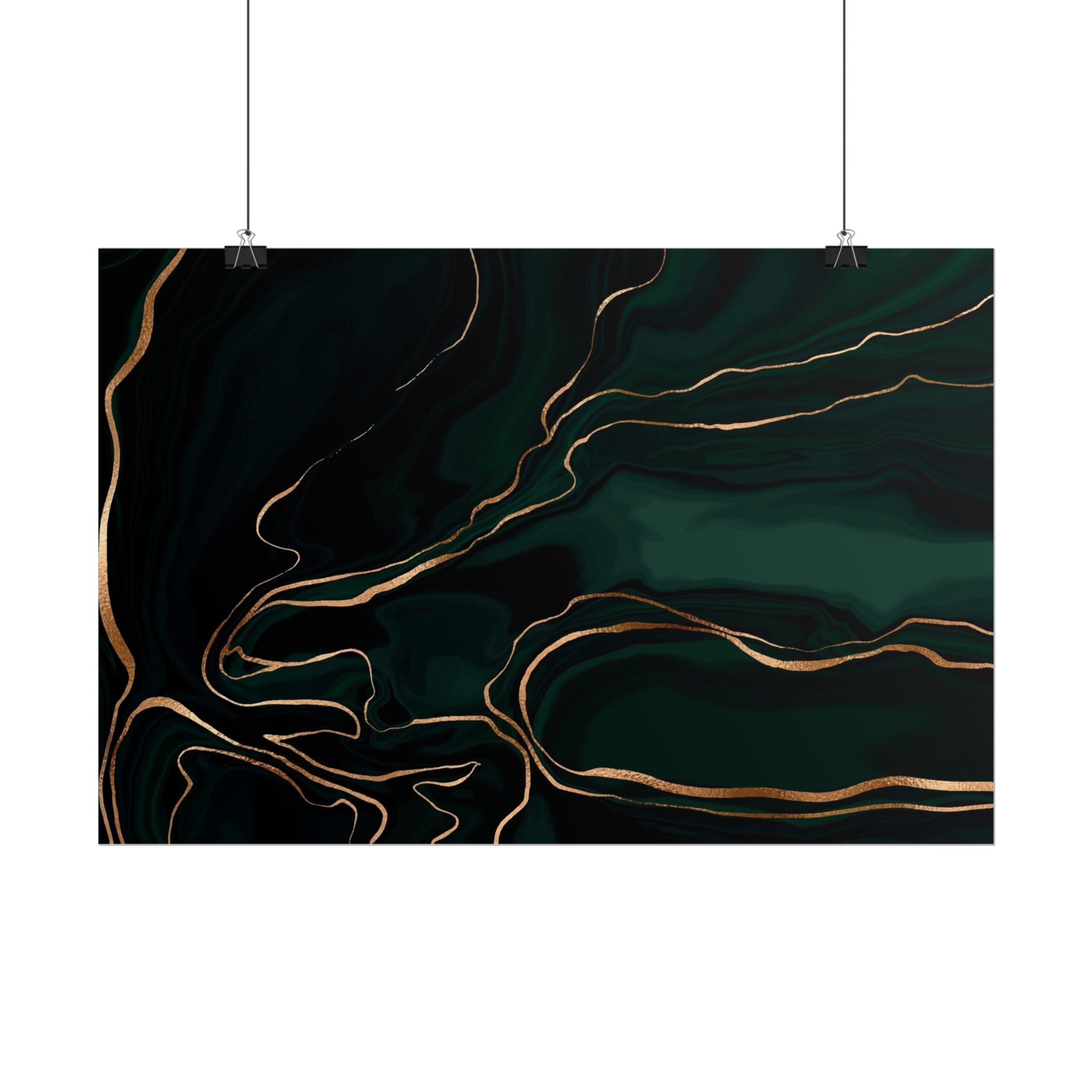 Abstract Green Gold Poster Print - Wall Art, Home Decor, Office Decor, Green Canvas Bedroom, Modern Art, Green Print