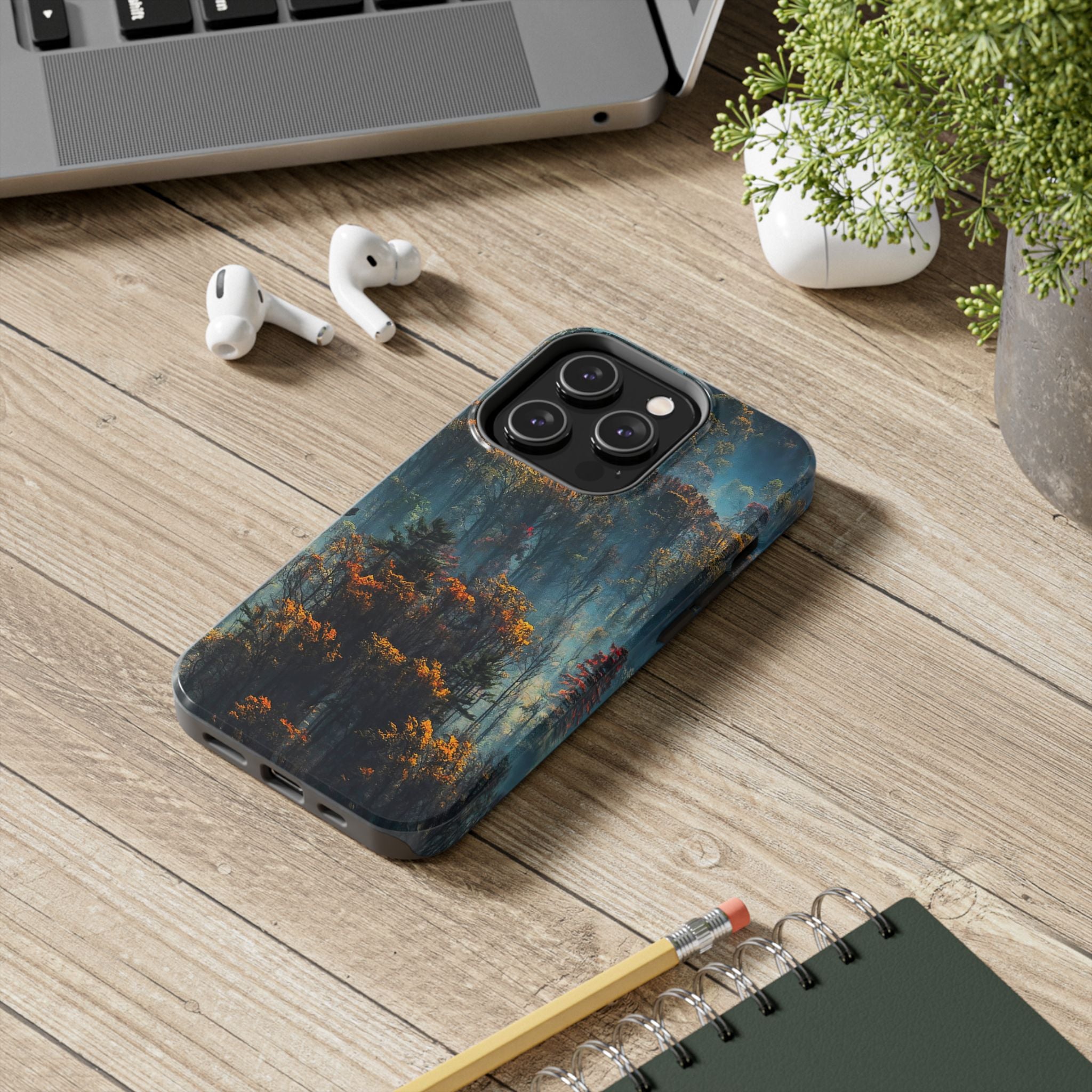 iphone-tough-case-misty-forrest-foggy-fall-iphone-covers-protective-smartphone-cover-nature-lover-gift-adventure-accessory
