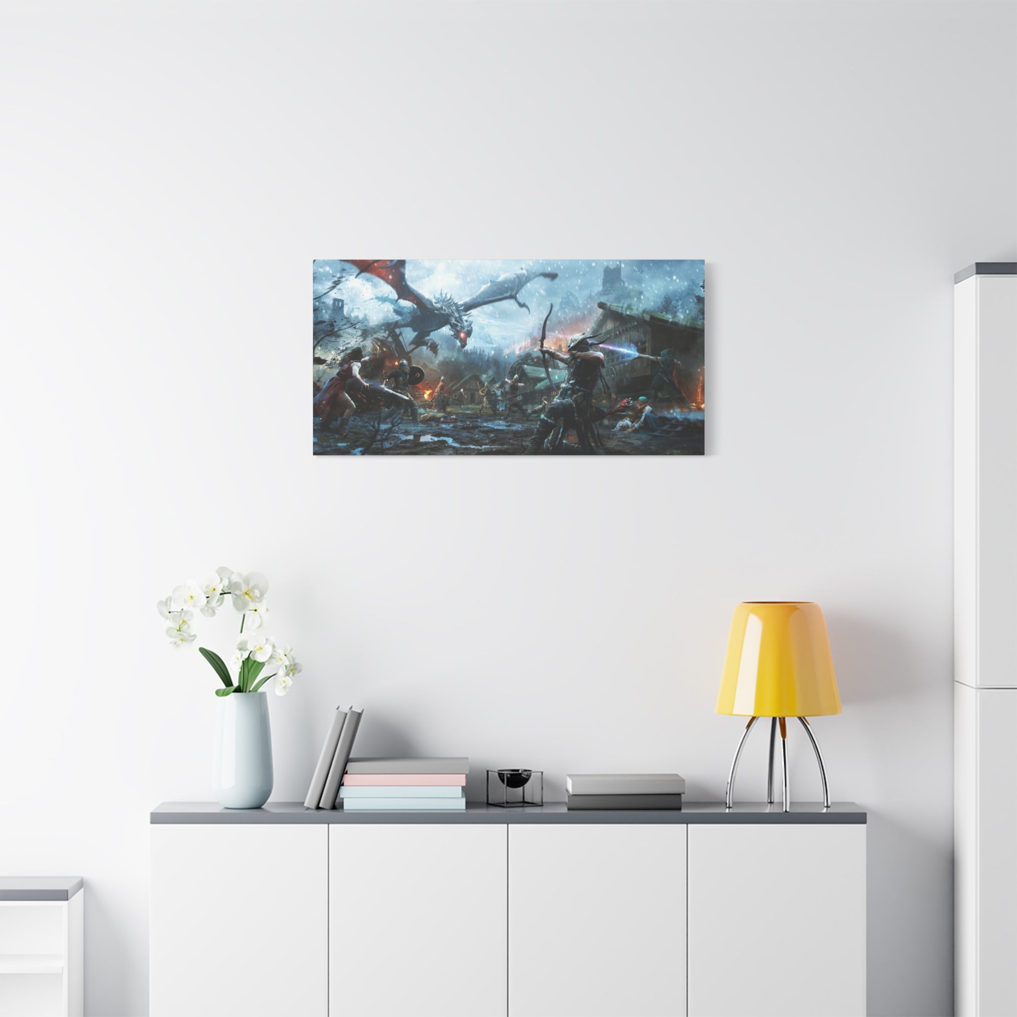 The Elder Scrolls Skyrim Canvas Wall Art - Dragon Game Canvas Print Room Decor, Gaming Wall Art, Skyrim Gift