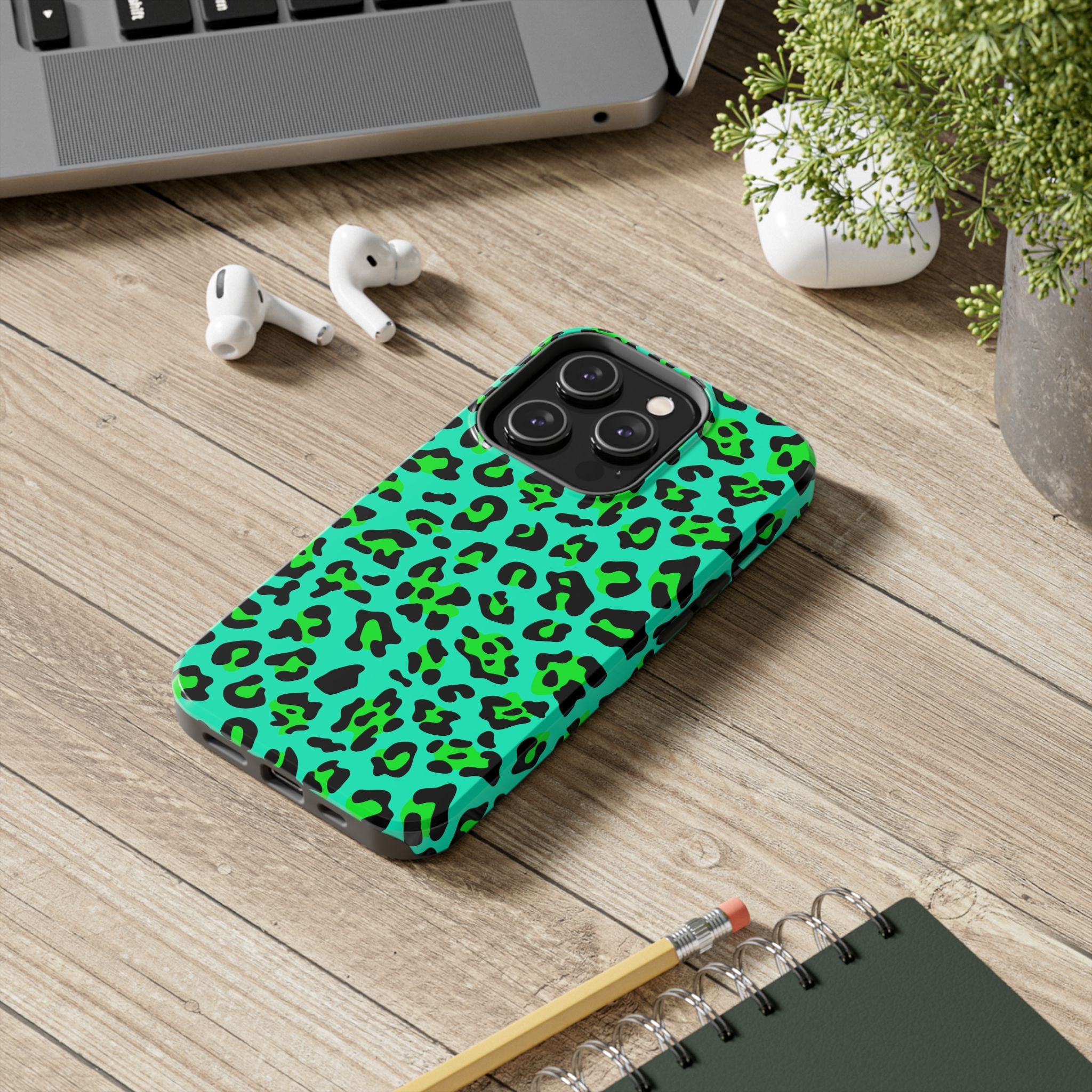 neon-green-teal-leopard-iphone-tough-case-stylish-phone-cover-protective-cellphone-case-trendy-smartphone-accessory-gift-for-