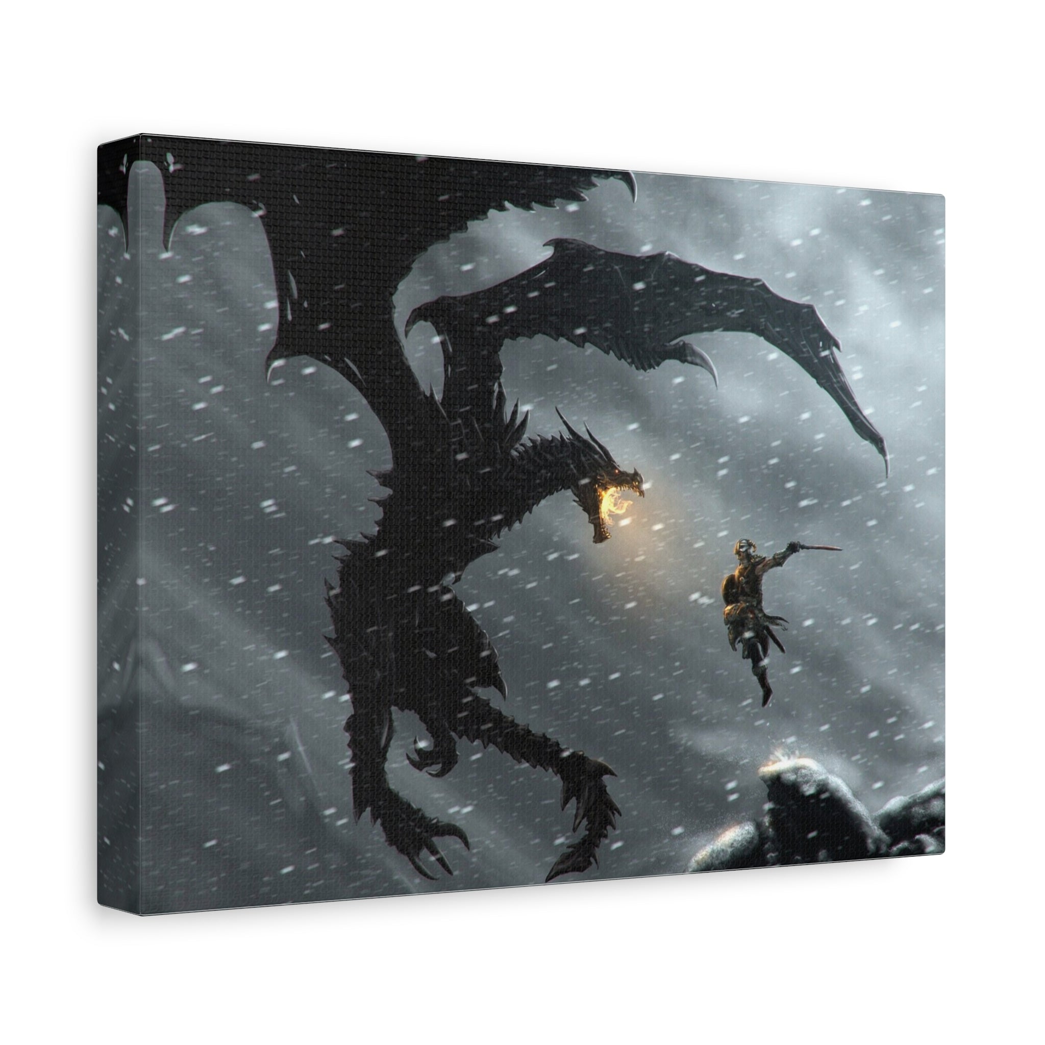 The Elder Scrolls Skyrim Canvas Wall Art - Dragon Game Canvas Print Room Decor, Viking Gaming Wall Art, Skyrim Gift